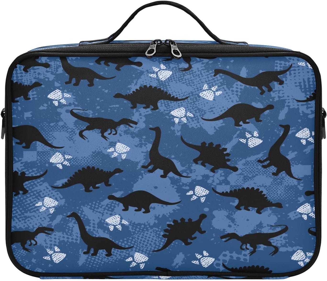 Dinosaurio azul lindo dibujos animados cosméticos bolsas de viaje para mujeres aseo bolsa de viaje bolsa de maquillaje organizador bolsa de