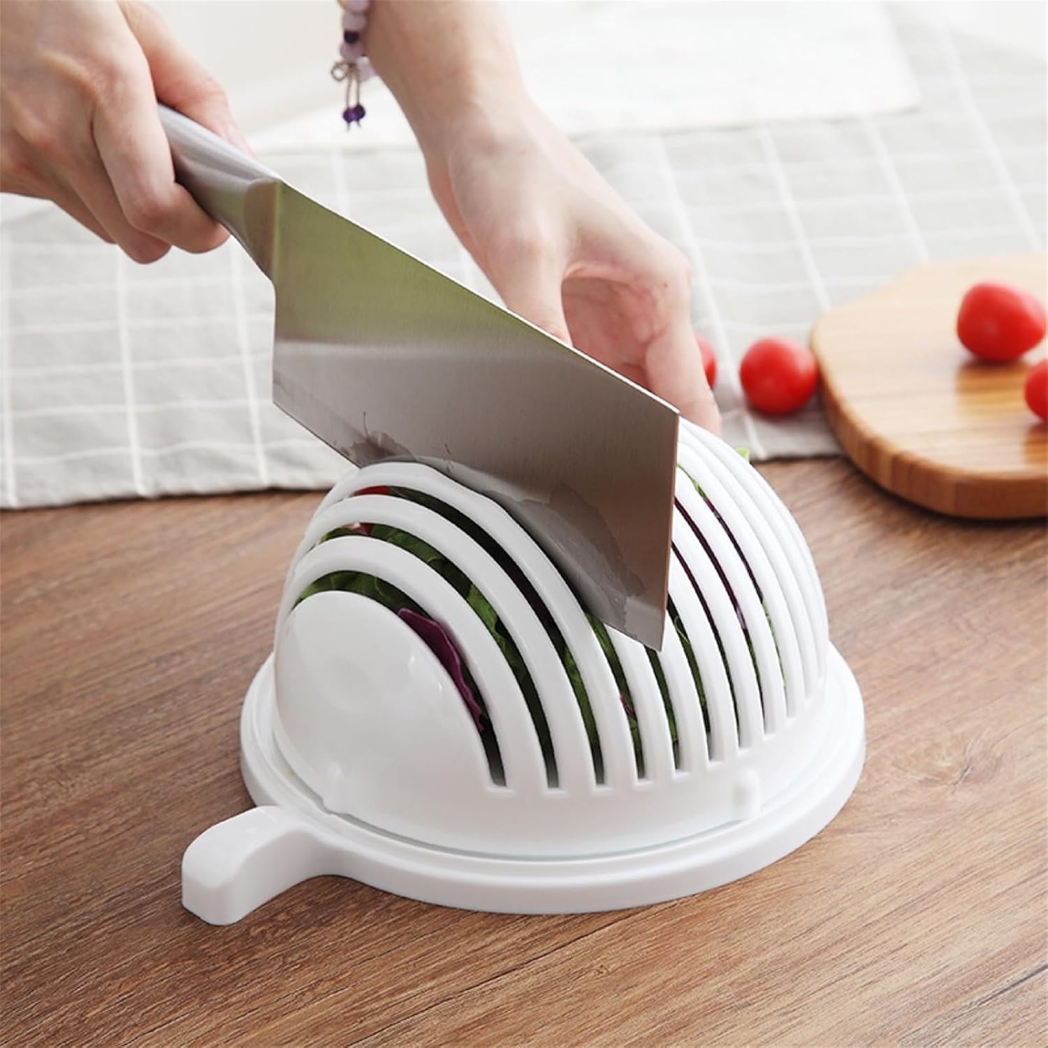 Cuenco cortador de ensalada, tazón picador de ensalada, juego de corte de verduras y frutas, cuenco de drenaje de verduras, cortador de ensalada de
