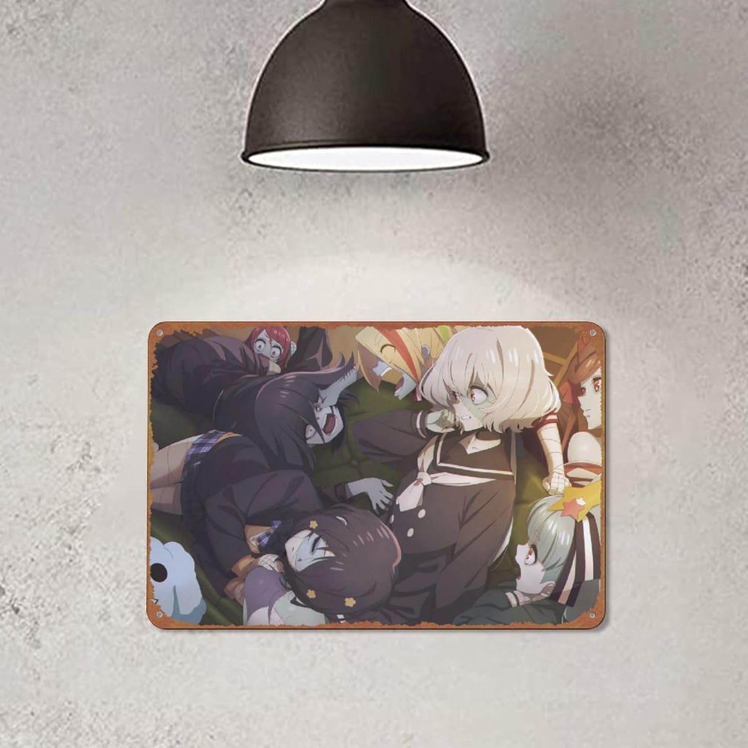 Junko Konno Tae Yamada Zombie Land Saga Romero Lily Hoshikawa Ai Mizuno Saki Nikaidou Sakura Minamoto Yuugiri – Cartel de metal vintage para pared,