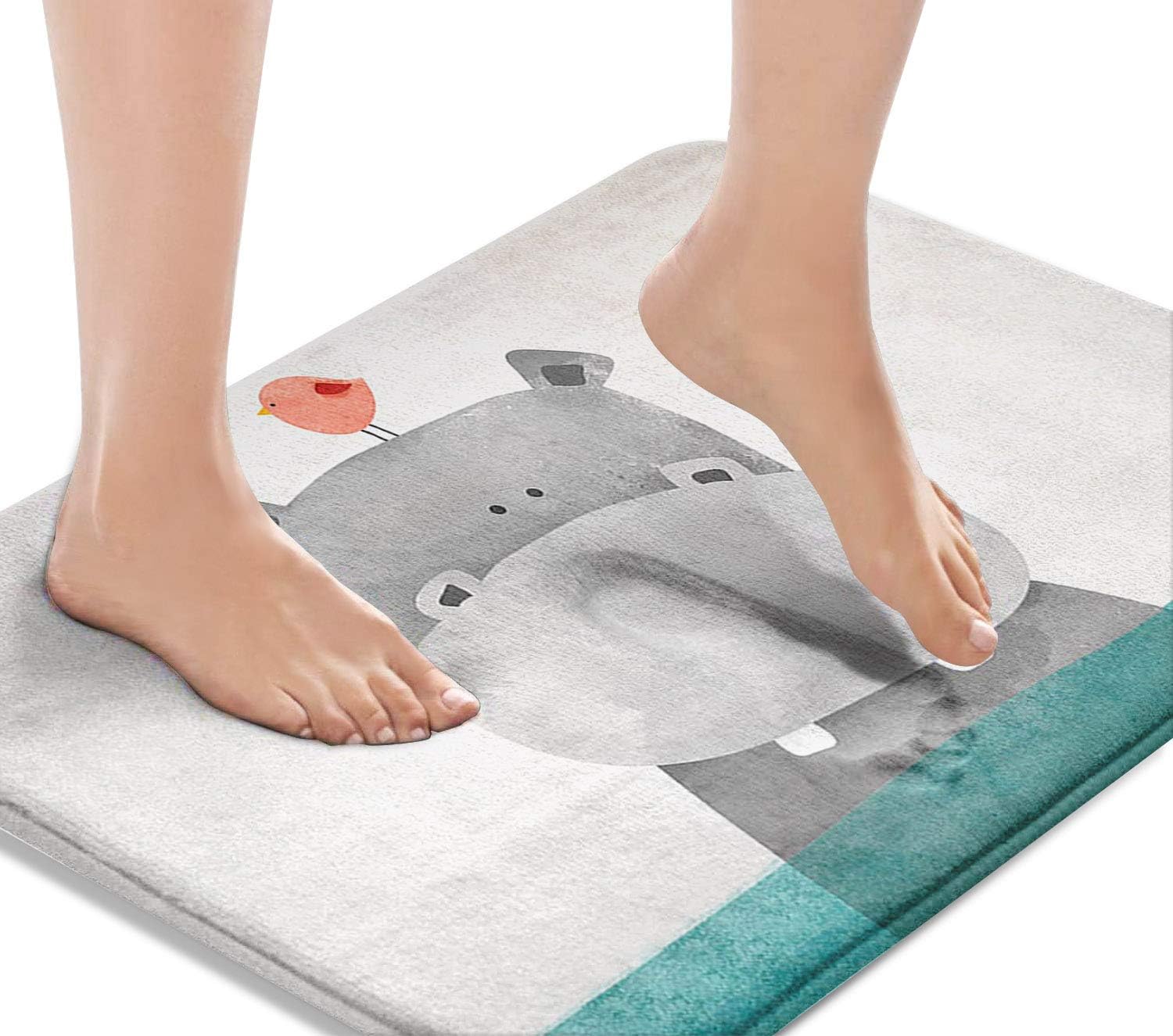 Britimes Bath Mats for Bathroom, Bathroom Mats Rugs No Silp, Funny Animal Hippo Washable Cover Floor Rug Carpets Floor Mat Bathroom Decorations