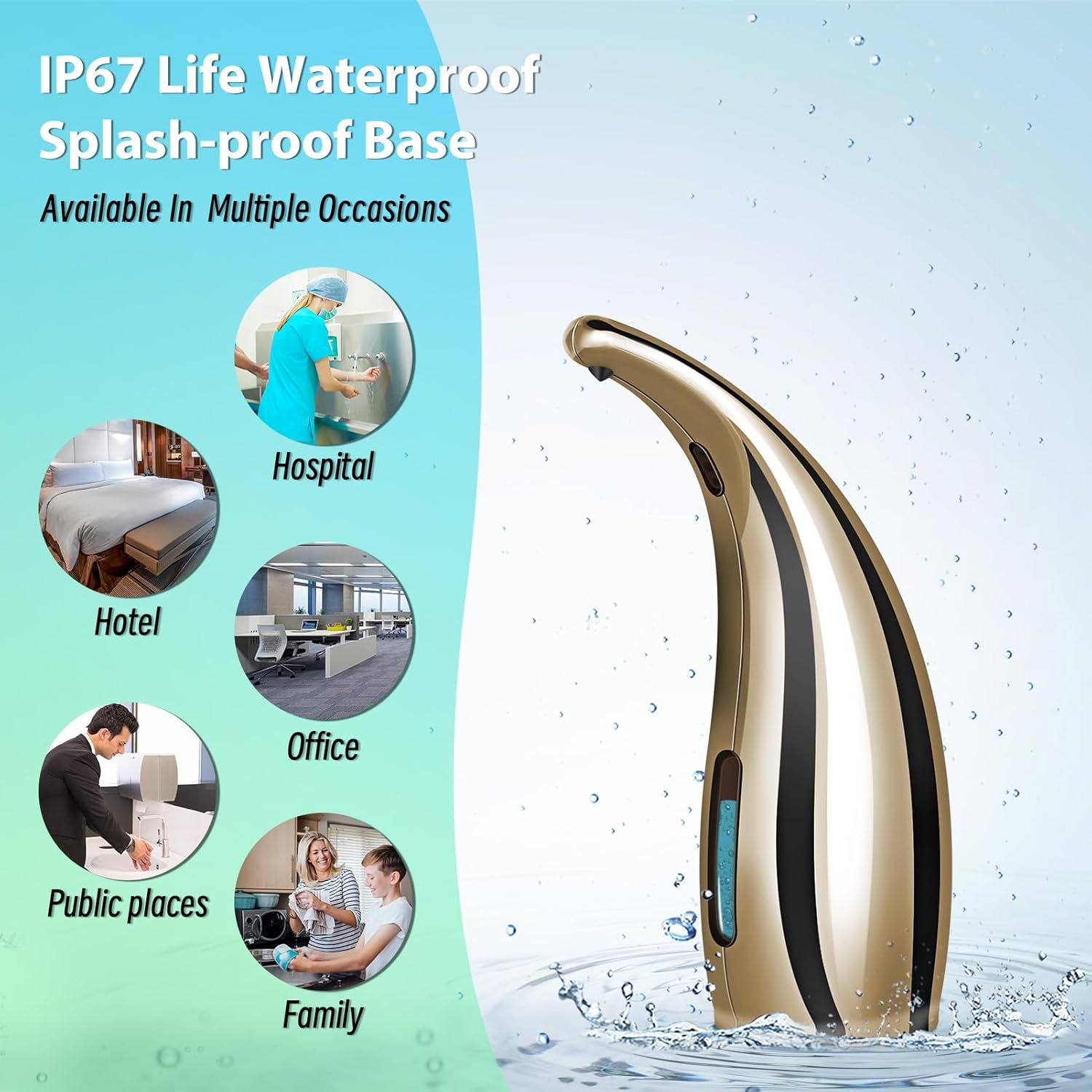 Dispensador automático de jabón con sensor de movimiento infrarrojo de 10.5 oz10.1 fl oz IPX6 Dispensador de jabón automático sin contacto para