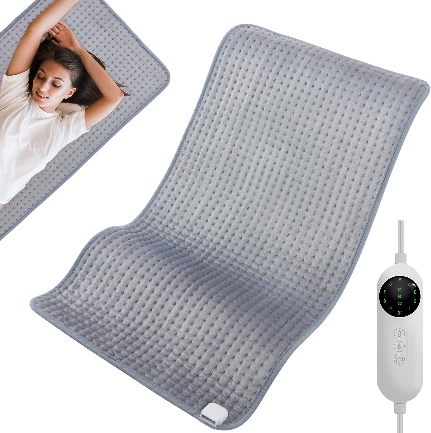 Almohadilla térmica para calambres, almohadillas térmicas XXXL de 20 x 40 pulgadas para aliviar el dolor de espalda, cuello, hombros, abdomen,