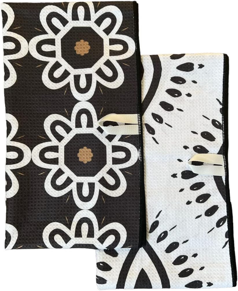 Paquete de 2 toallas de cocina  Paños de cocina  Paños de cocina  Paños de cocina  Impresiones de diseñador  Altamente absorbentes  Gancho para
