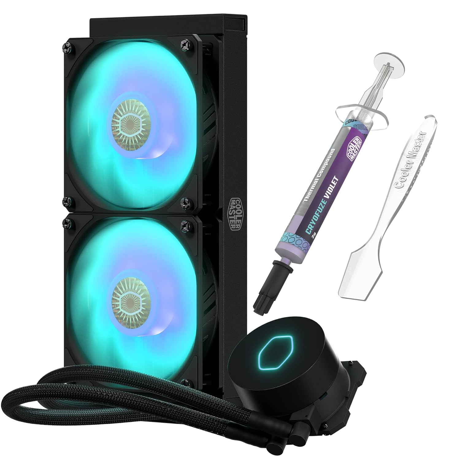 Cooler Master MasterLiquid ML240L RGB V2, enfriador líquido de CPU y pasta térmica de rendimiento HTK, radiador de 240, doble flujo de SickleFlow de