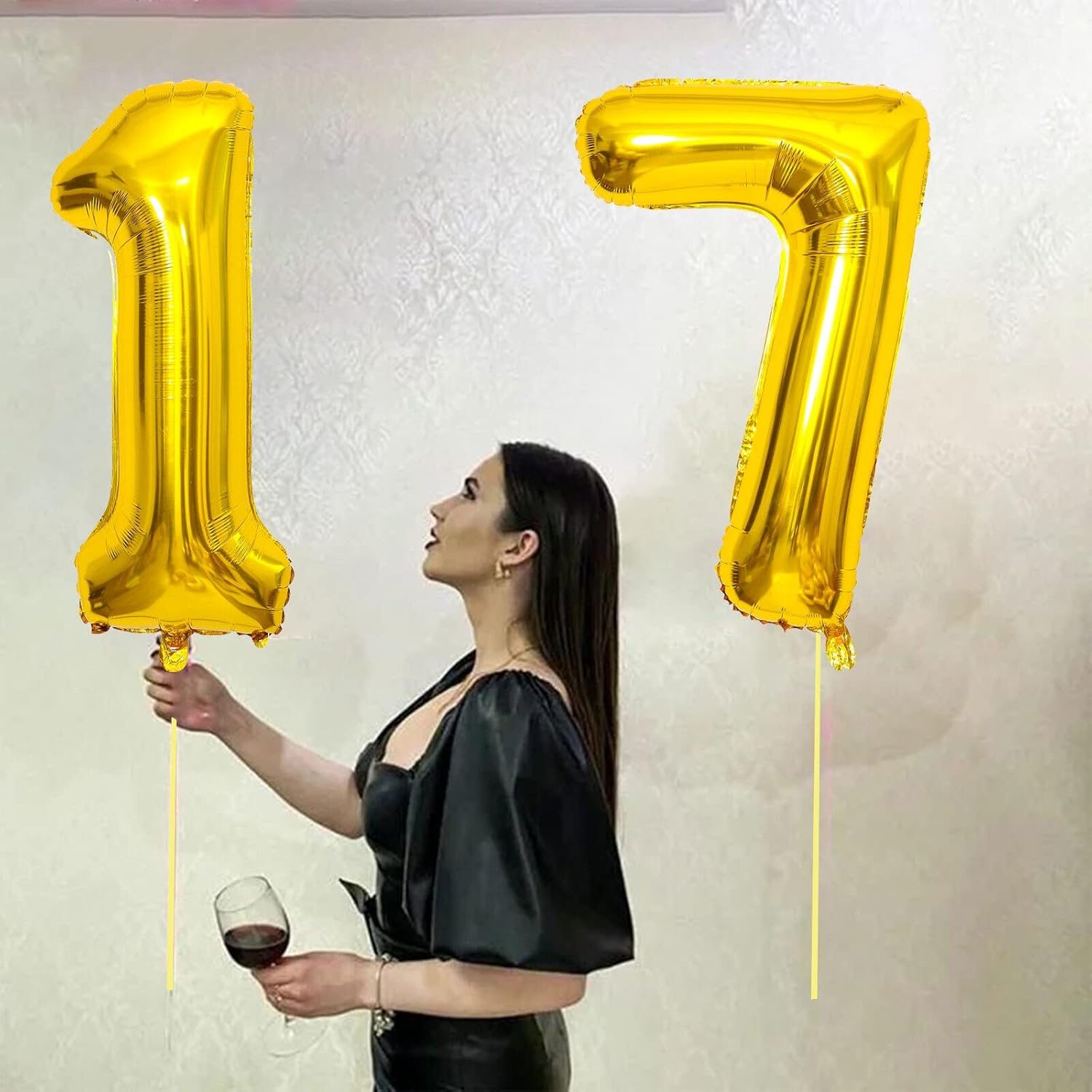 Globo dorado con el número 17 de 40 pulgadas, globos grandes de Mylar para niños de 17 años, decoraciones de fiesta de cumpleaños, bodas,
