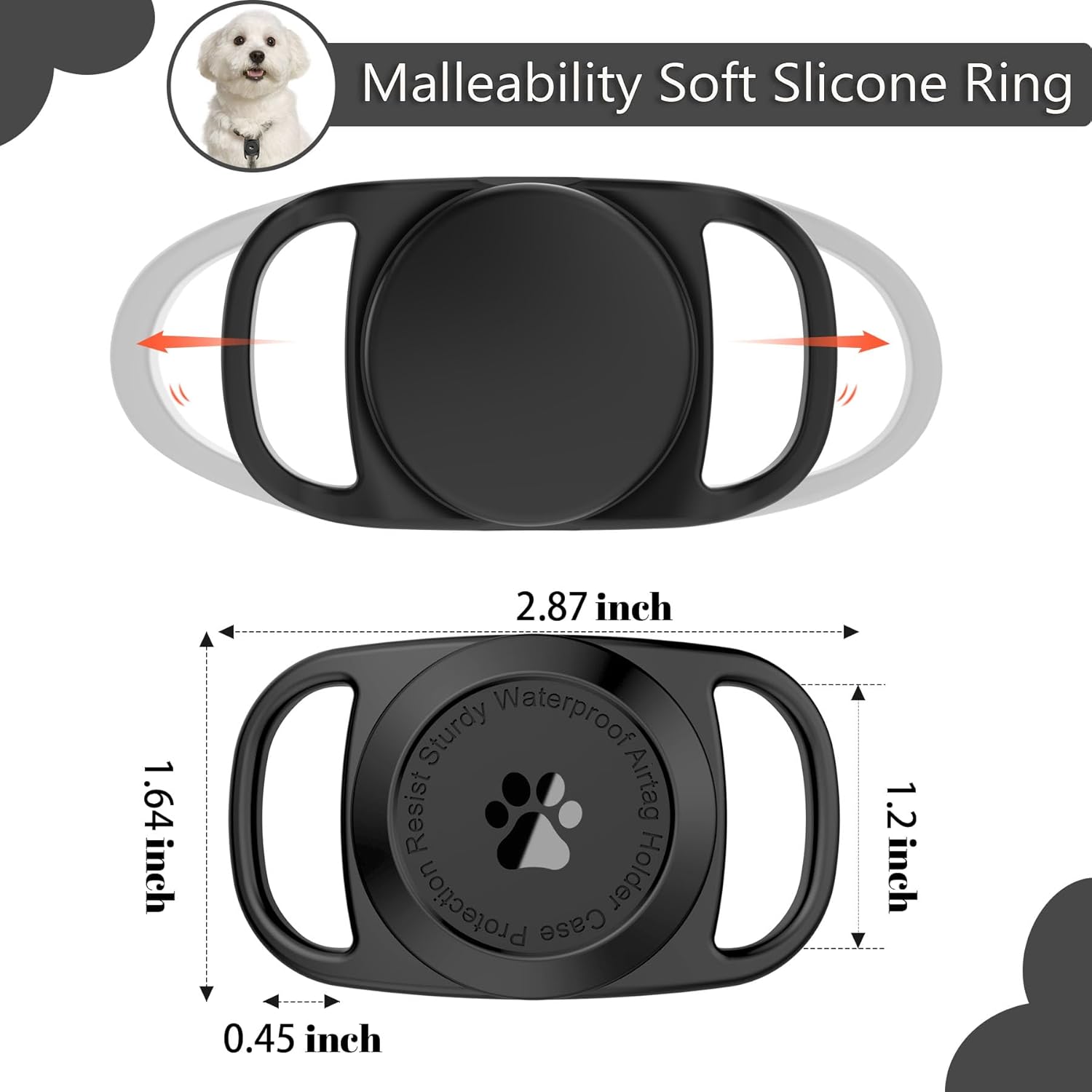 Airtag – Soporte para collar de perro, 2 unidades, funda protectora impermeable para Apple AirTag, duradera y ligera con protección de cuerpo