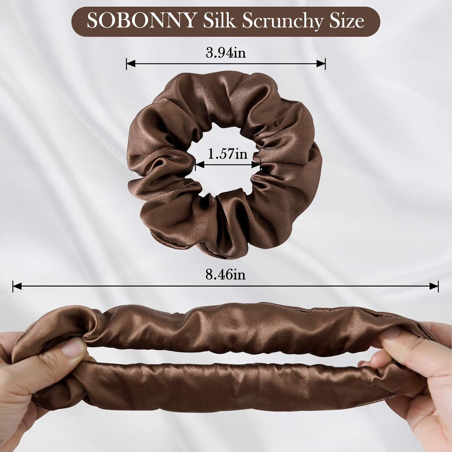 Coleteros de seda para mujer, 100% seda de morera, paquete de 3 bandas elásticas para el cabello para dormir el cabello, sin daños, accesorios