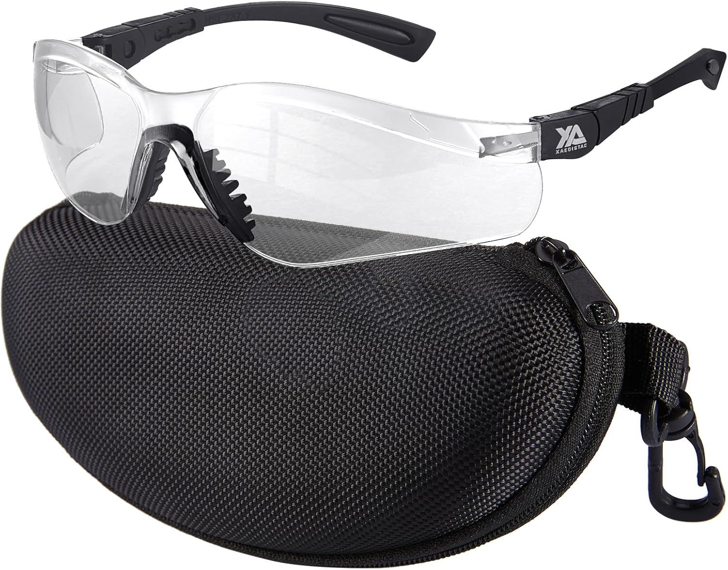 xaegistac Shooting Glasses Anti-fog Shooting Range Eye Protection, Adjustable Safety Glasses with Zipper Hard Case