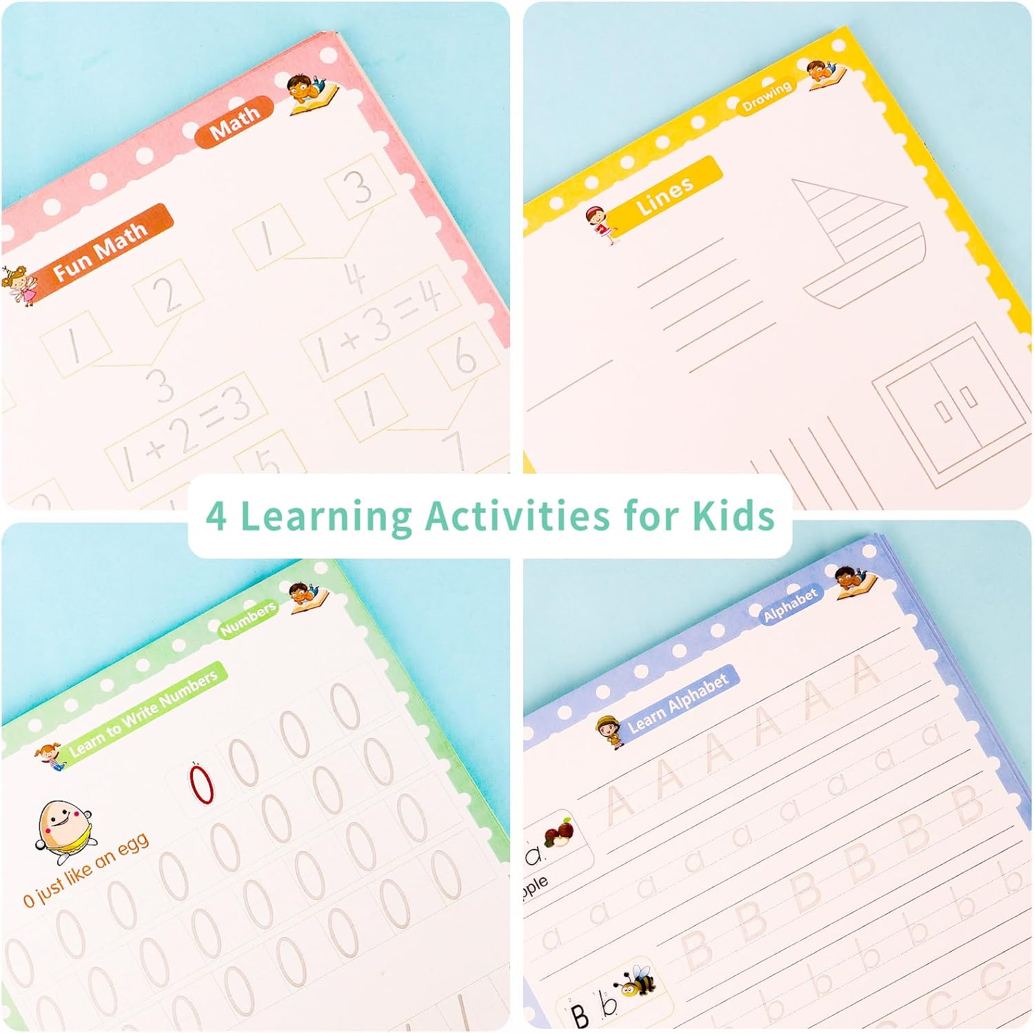 Kit de práctica de escritura ranurada prémium para niños, cuaderno de práctica mágica para niños para práctica de escritura, libros de caligrafía de