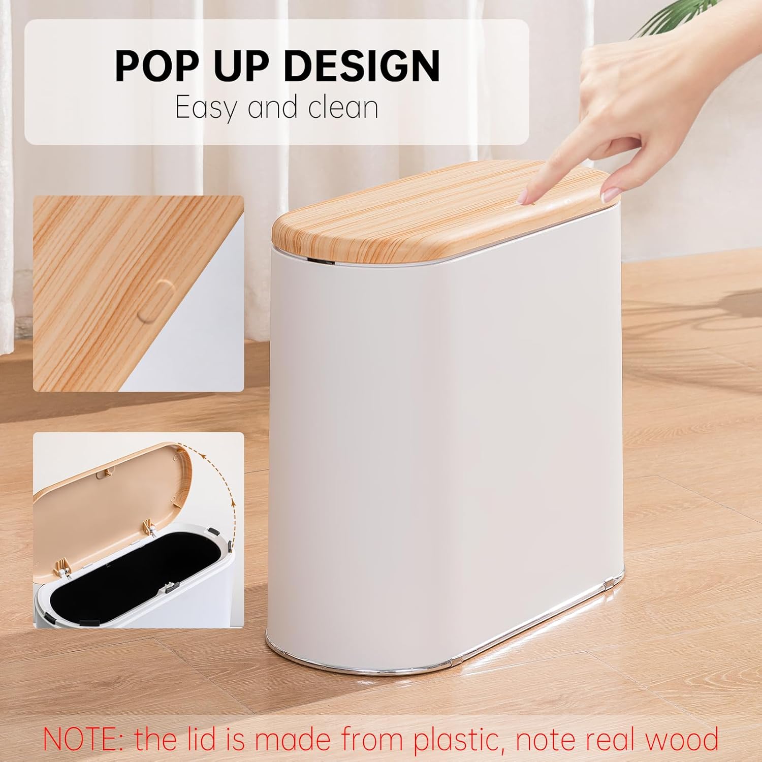 Basurero de baño con tapa, bote de basura pequeño de 10 litros2.6 galones, a prueba de perros, moderna cesta de basura de oficina con parte superior