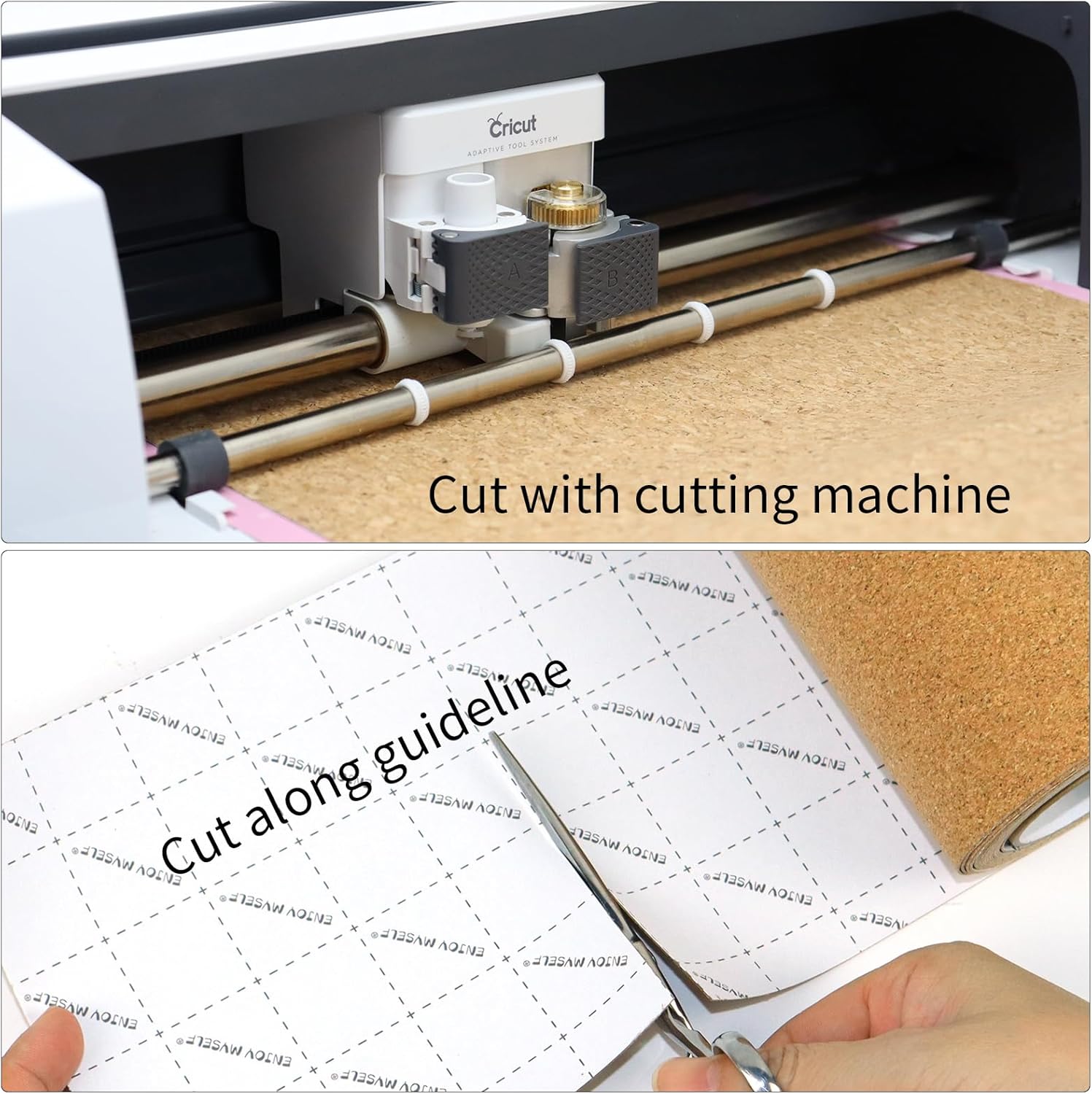 Hojas autoadhesivas de corcho autoadhesivas, forro de corcho inteligente para CricutSilhouetteSizzixSiser Craft Cutting Machine Maker (patrón fino,