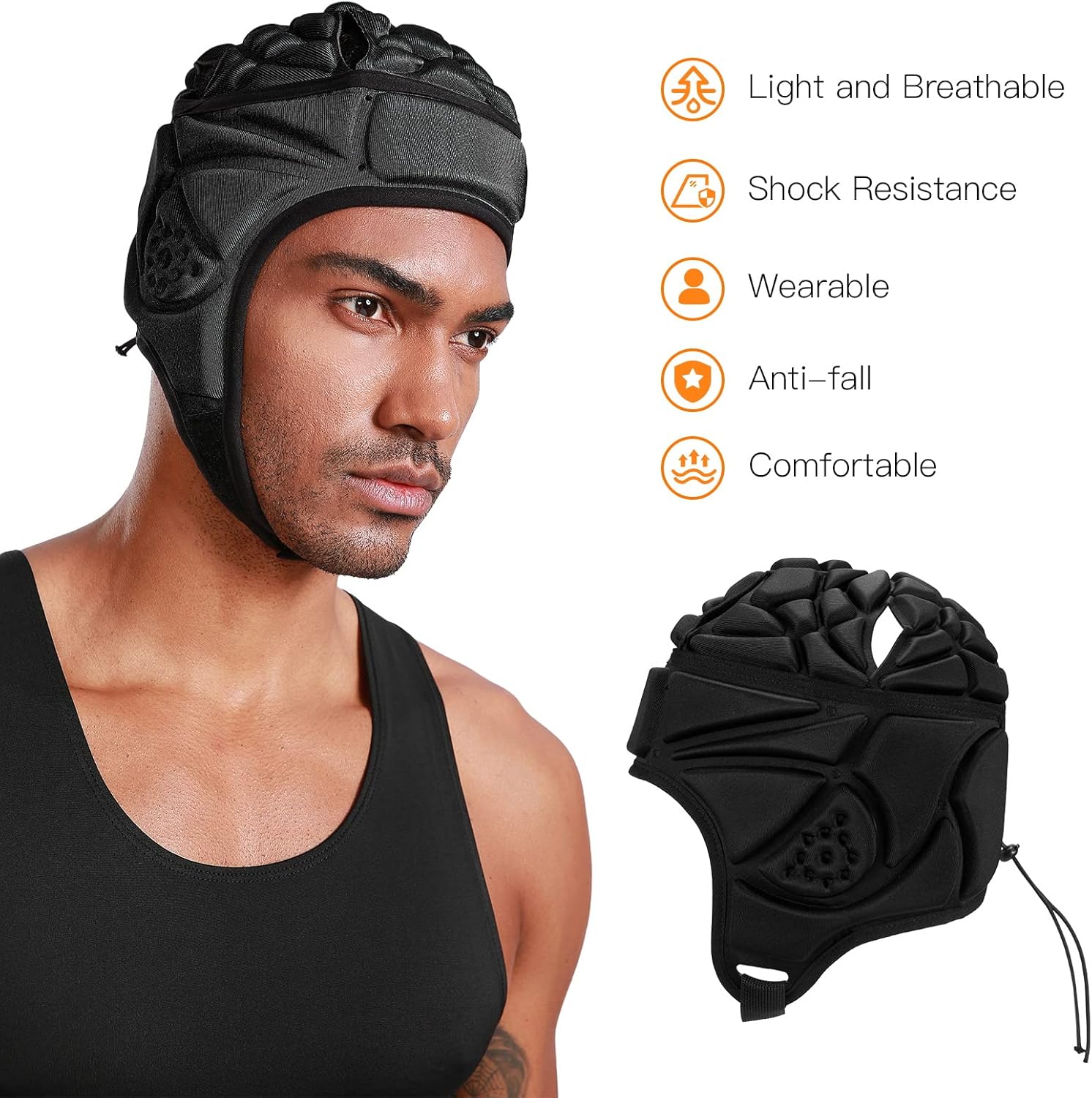 Rugby Headguards, Soft Football Helmet 7v7 Rugby Helmet Soft Padded Headgear Rugby Helmet Headguard Autism Special Needs Head Protection for Adults