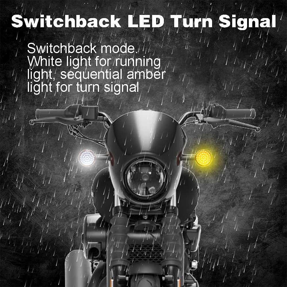 MotoParAcc Señal de giro LED secuencial frontal 1157, 2 pulgadas, bala de 12 V, luces intermitentes para motocicleta Harley Street Glide, Dyna, Road