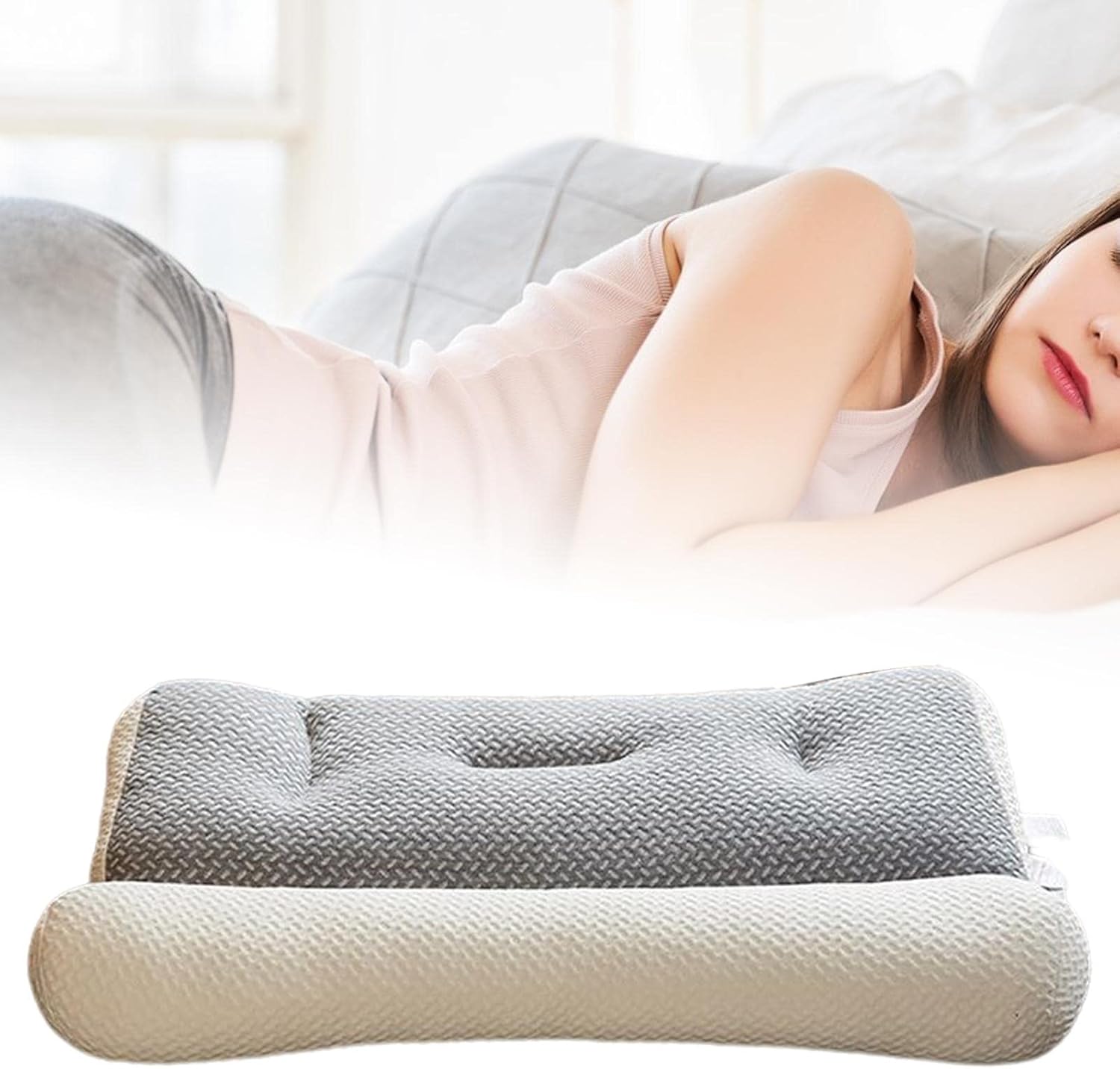 Bothyi Almohada cervical, relajación de cuello y hombrotranspirablesuavealmohada cervical, almohada de cama para dormir, para dormir, color blanco,