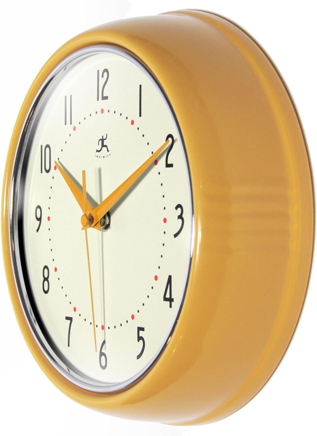 Infinity Instruments LTD. Reloj de pared retro de 12 pulgadas, silencioso, sin tictac, moderno, de mediados de siglo, para cocina, comedor,