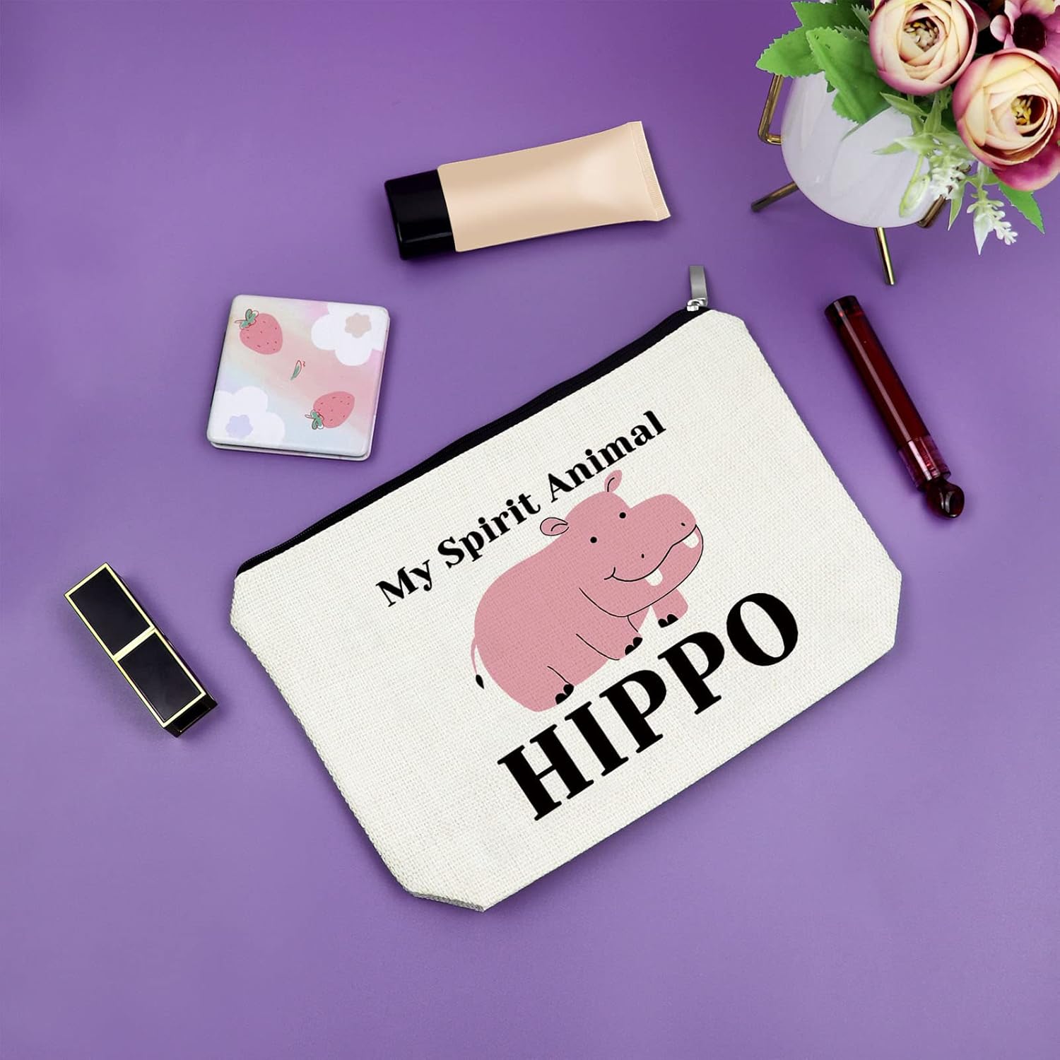 Sazuwu Bolsa de maquillaje de regalo para amantes del hipopótamo para, Regalos de hipopótamo (1)