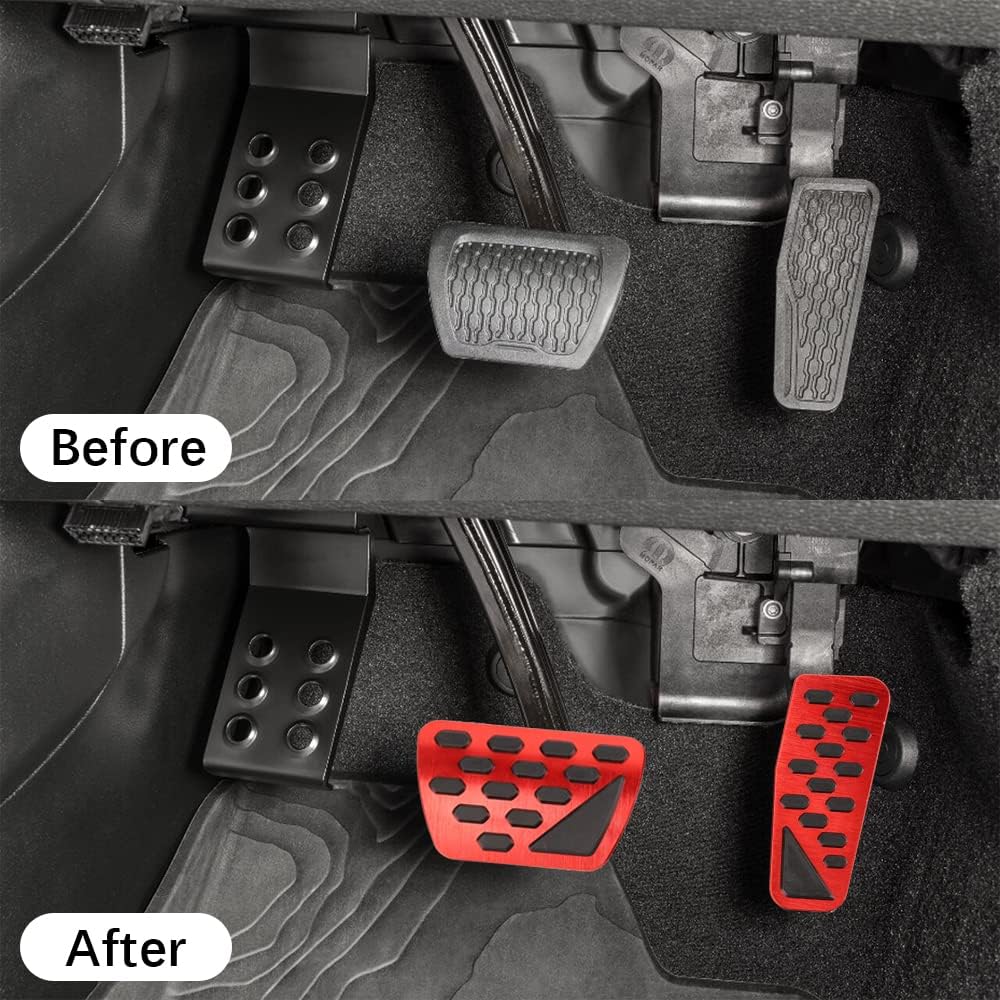 CEBAT 2 fundas de pedal de aluminio antideslizantes rojas para Jeep Wrangler JLJLU 2018-2023 2024,2020 2021 2022 2022 2023 Gladiator JT