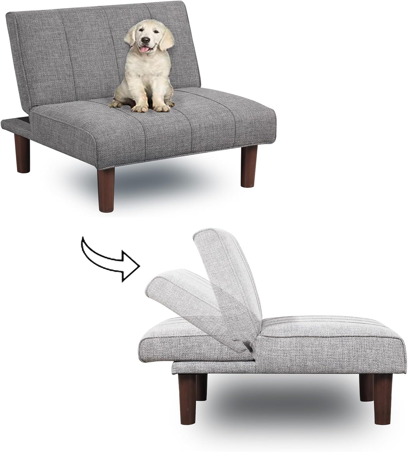 Sofá futón pequeño, silla futón convertible tapizada, moderna, sin brazos, cómodo, mini sofá para espacios pequeños, sala de estar, apartamento,