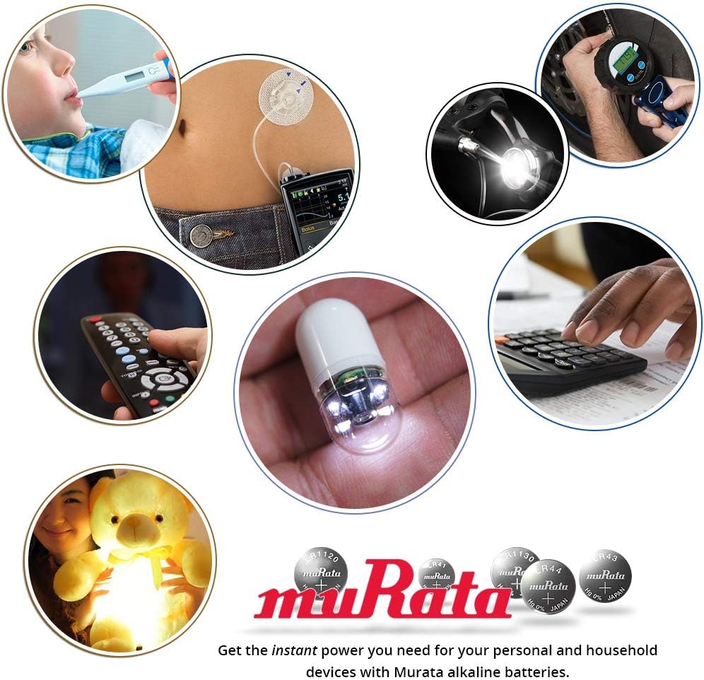 Murata Batería LR41 AG3 392A 1.55V Pila de Botón Alcalina (20 Baterías)