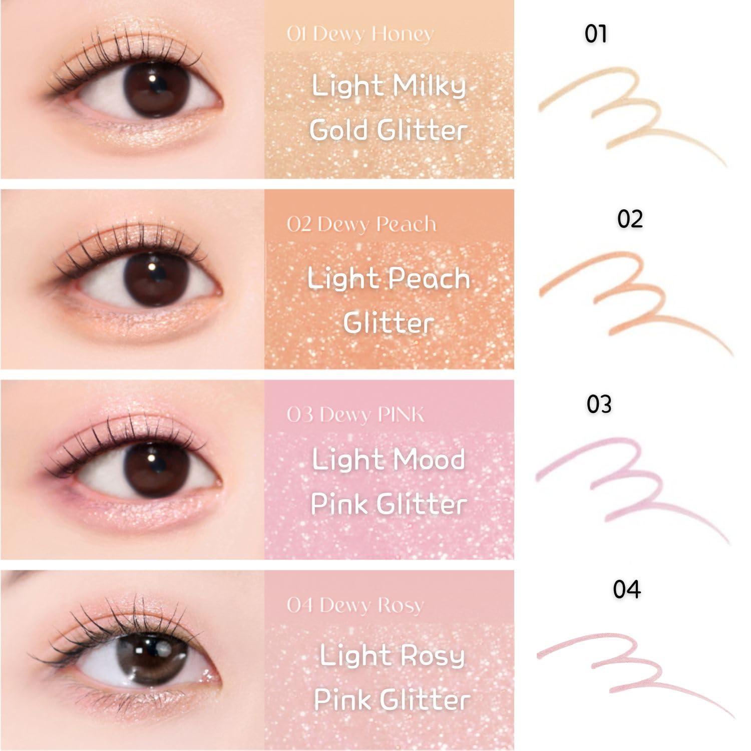 BBIA Last Glitter Highliner 4 colores  Delineador de ojos líquido brillante, delineador de ojos con purpurina múltiple, duradero, secado rápido y
