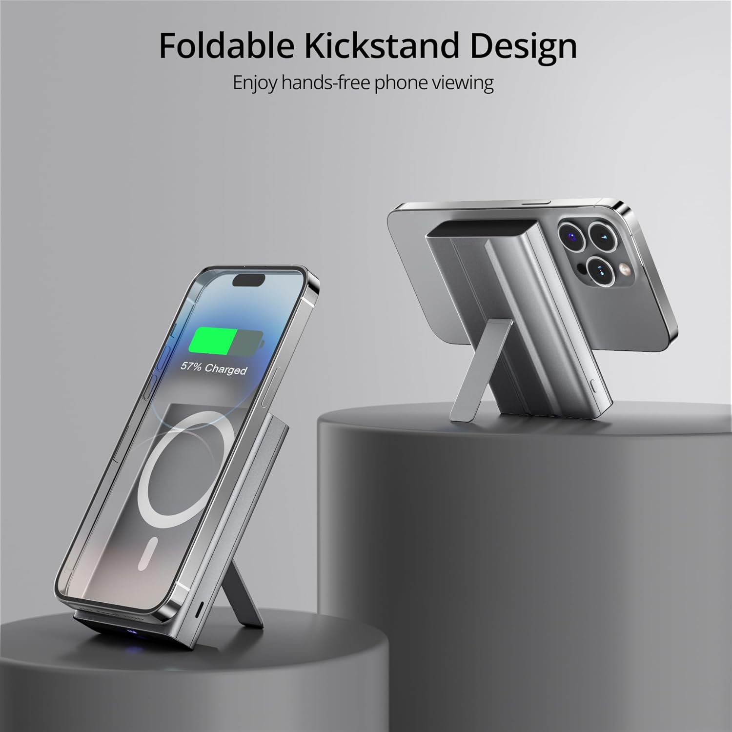 LULULOOK Banco de energía de carga rápida para iPhone, cargador de batería portátil de 10000 mAh con soporte ajustable, cargador magnético