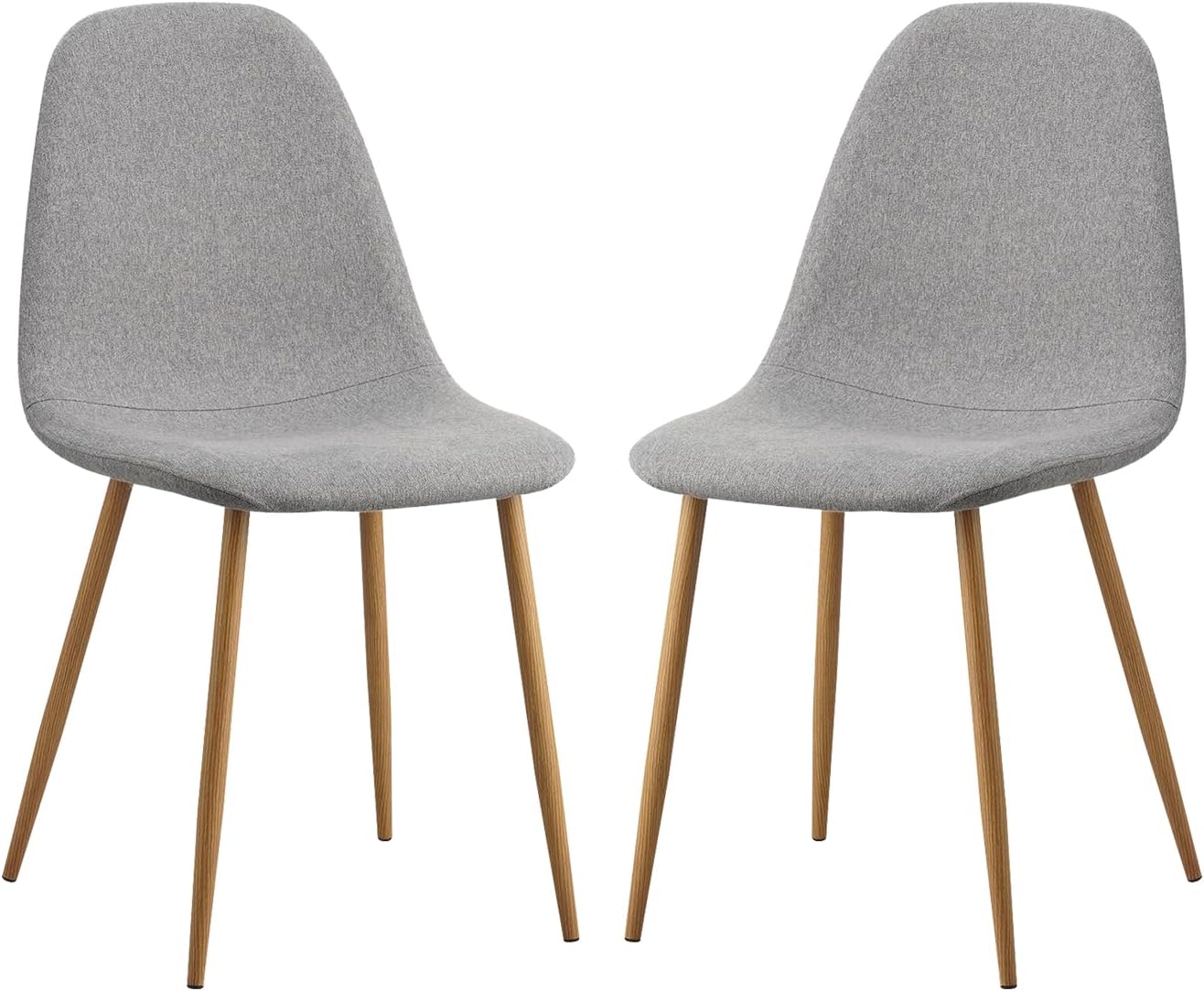 Juego de 4 sillas de comedor, sillas laterales de tela moderna de mediados de siglo, respaldo curvado tapizado sin brazos con patas de metal,