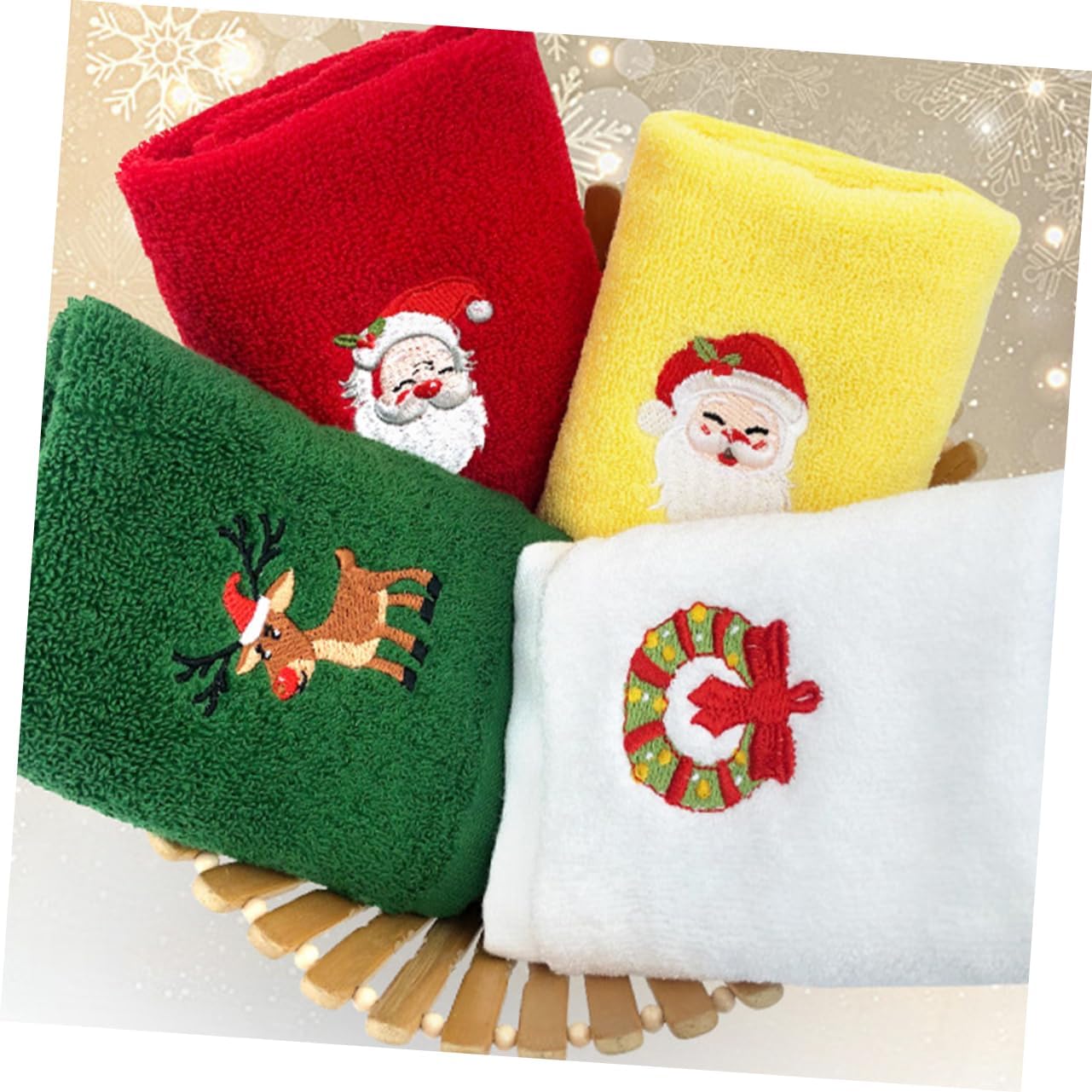 Cabilock 6 toallas de Navidad de mano para baño, toallas bordadas de Navidad, paños de cocina, toallas de Papá Noel, toallas de mano de Navidad,