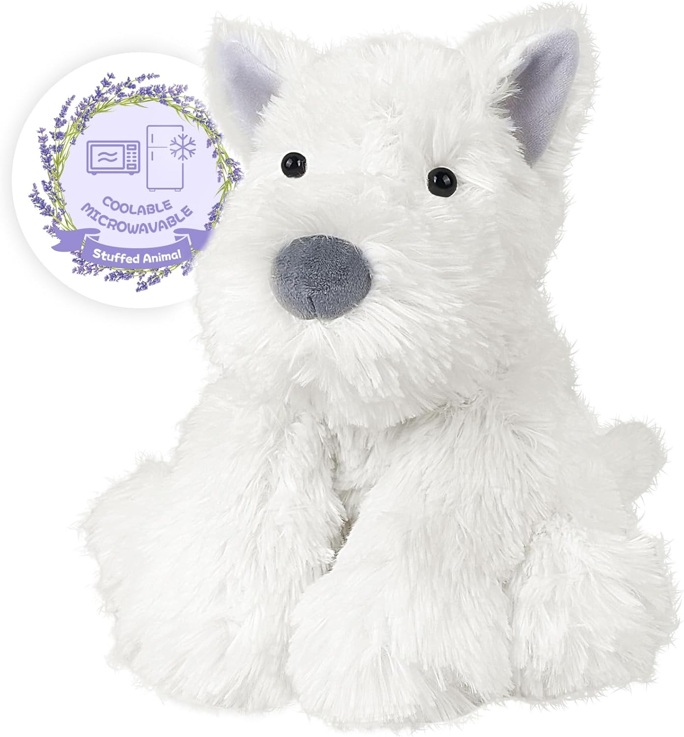 Warmable West Highland White Terrier – Peluches térmicos para perros de peluche para microondas para calambres y dolor, cachorro Westie de lavanda