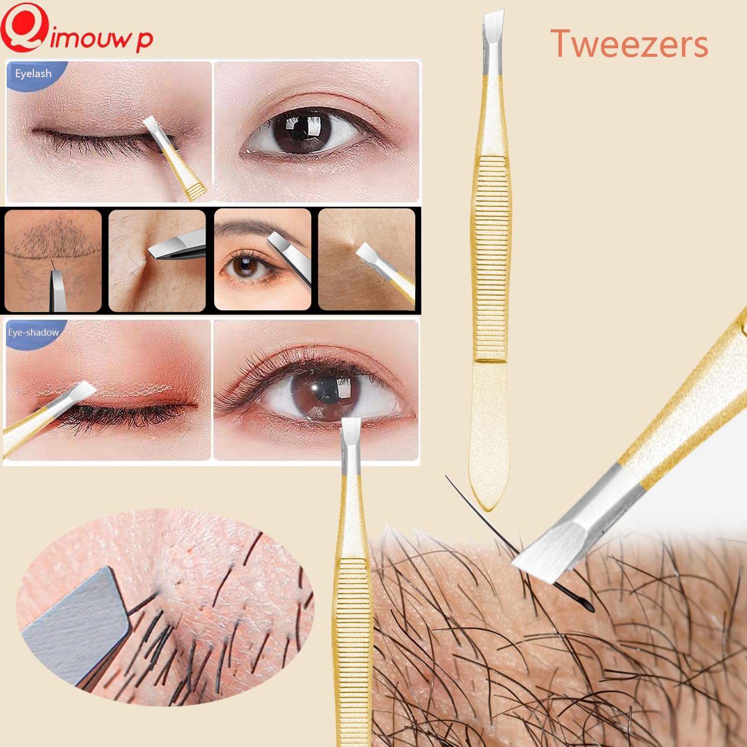 Herramienta de eliminación de puntos negros, kit de herramientas de 16 piezas, juego de pinzas para depilación de cejas, espinillas, manchas, acné,