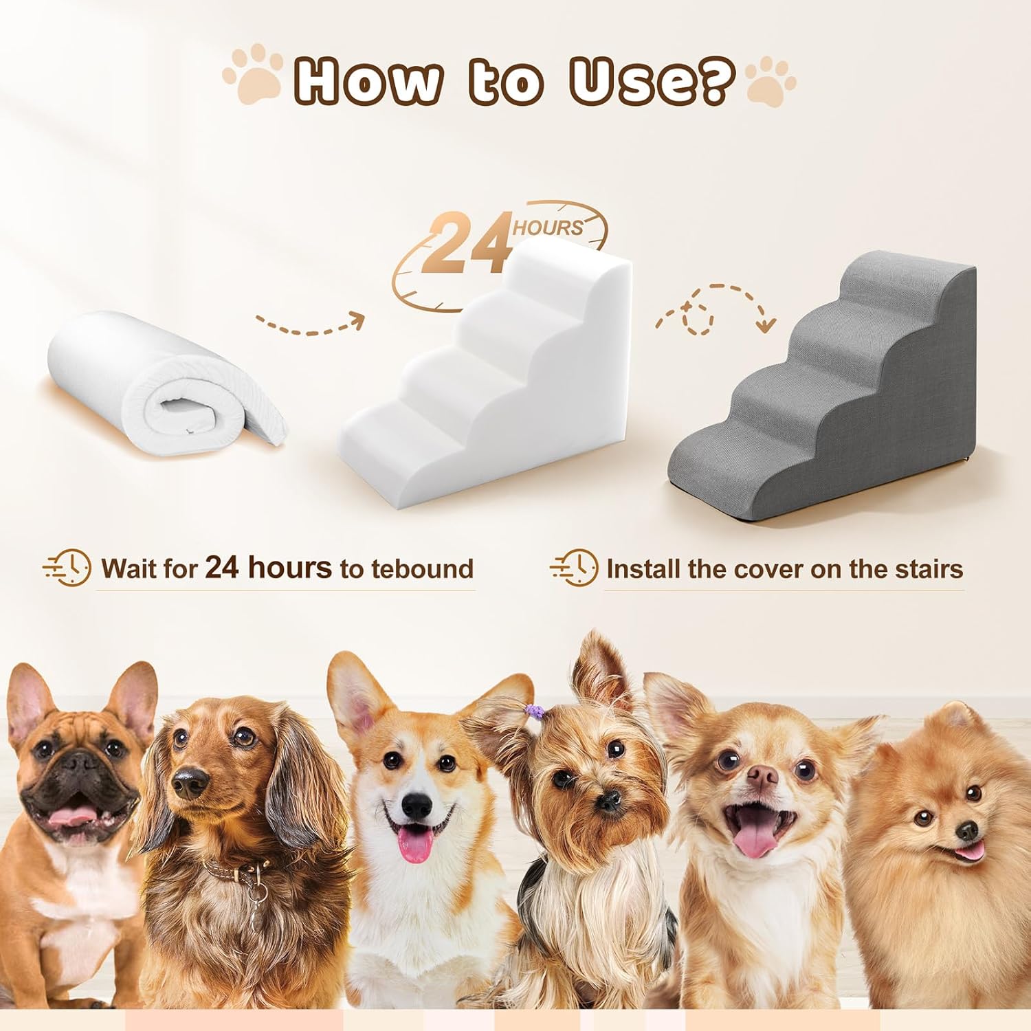 Gimars Escaleras más altas para perros Samll para cama de 20 pulgadas de alto, escalones para perros de 4 escalones para sofá cama alta, sofá de