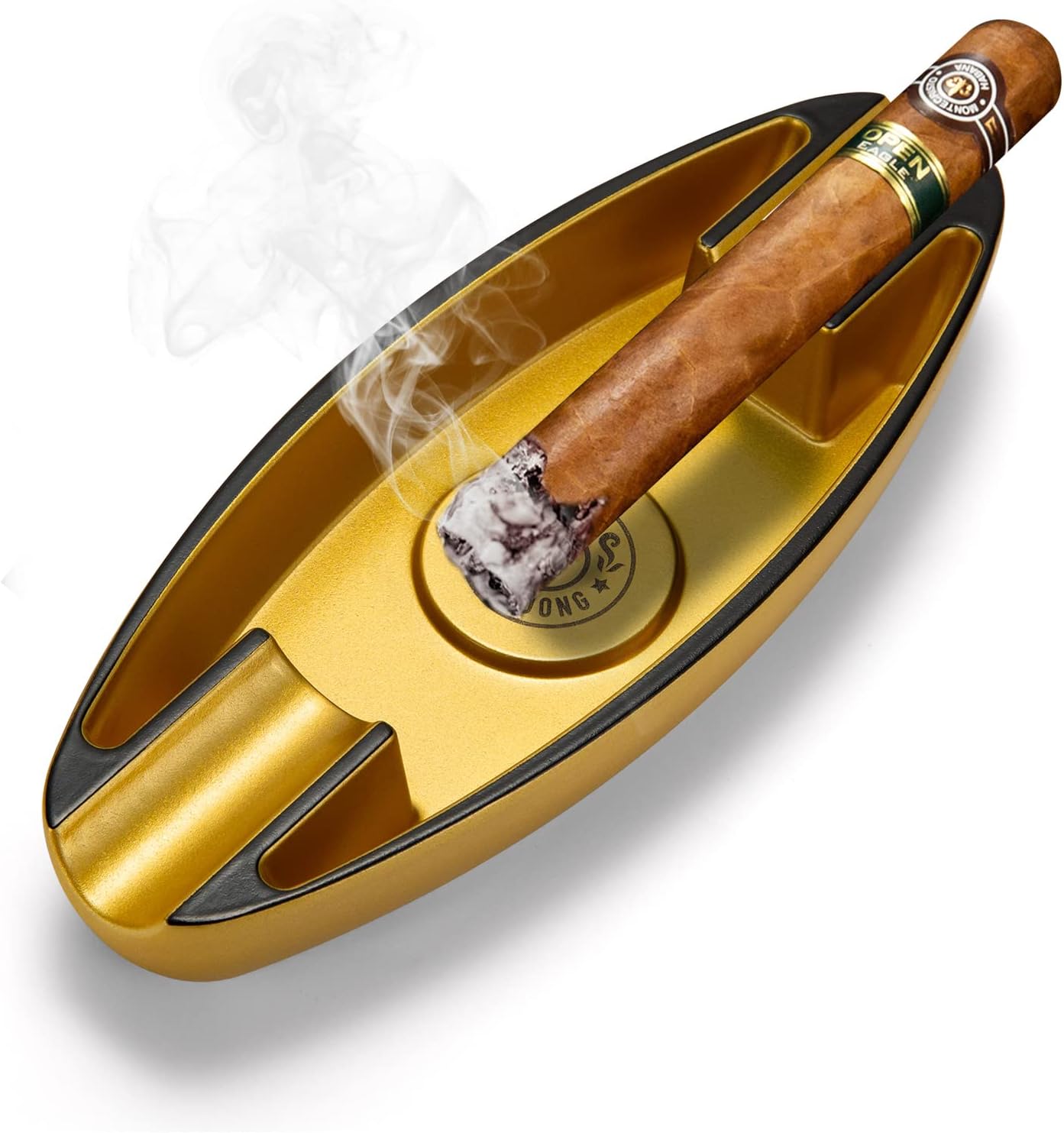 CIGARWONG Cenicero de cigarros con 2 portavasos, cenicero portátil de viaje, único para exteriores e interiores