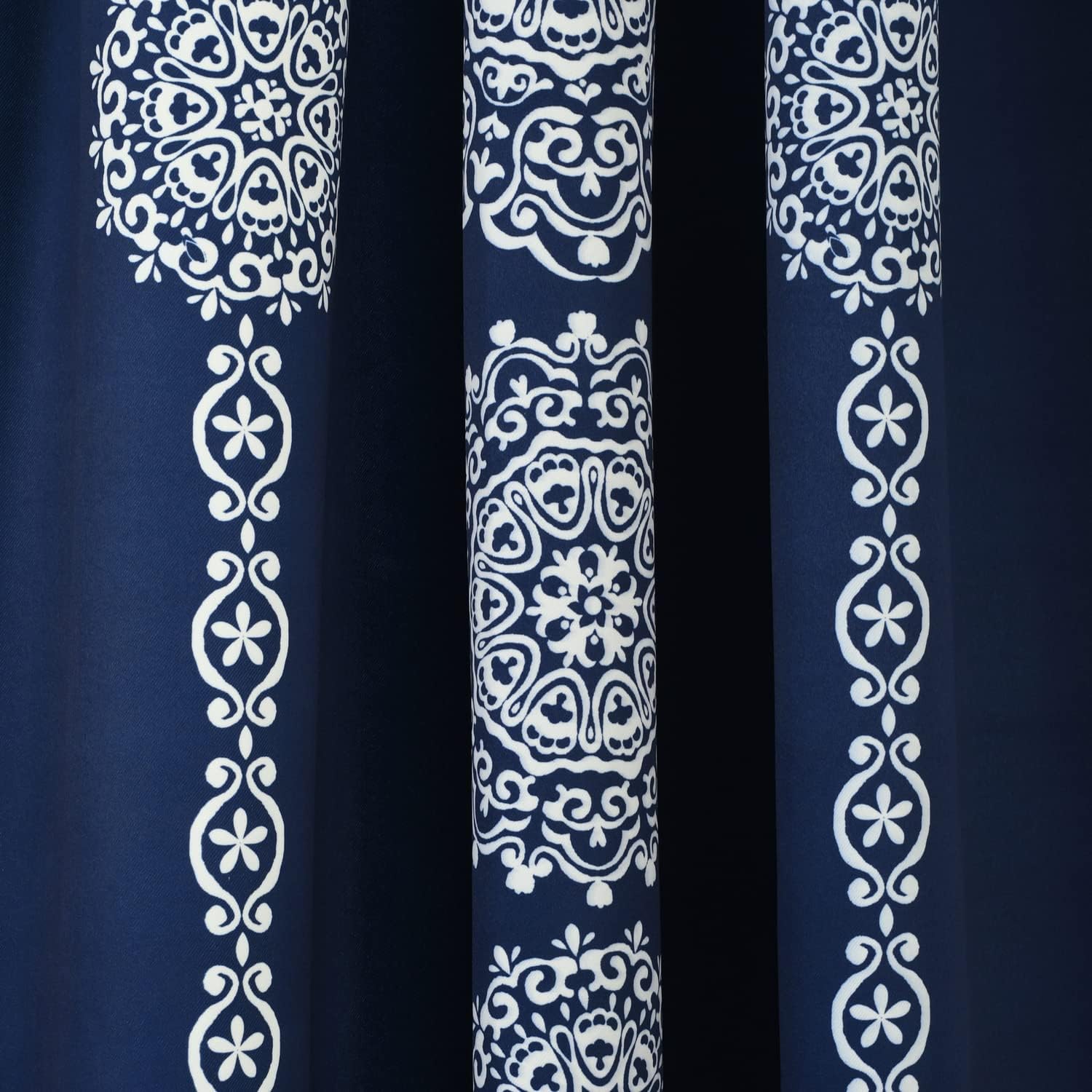 Lush Decor Cortinas de medallón a rayas de tela mandala bohemio damasco impresión filtro de luz para ventana, sala de estar, comedor, dormitorio