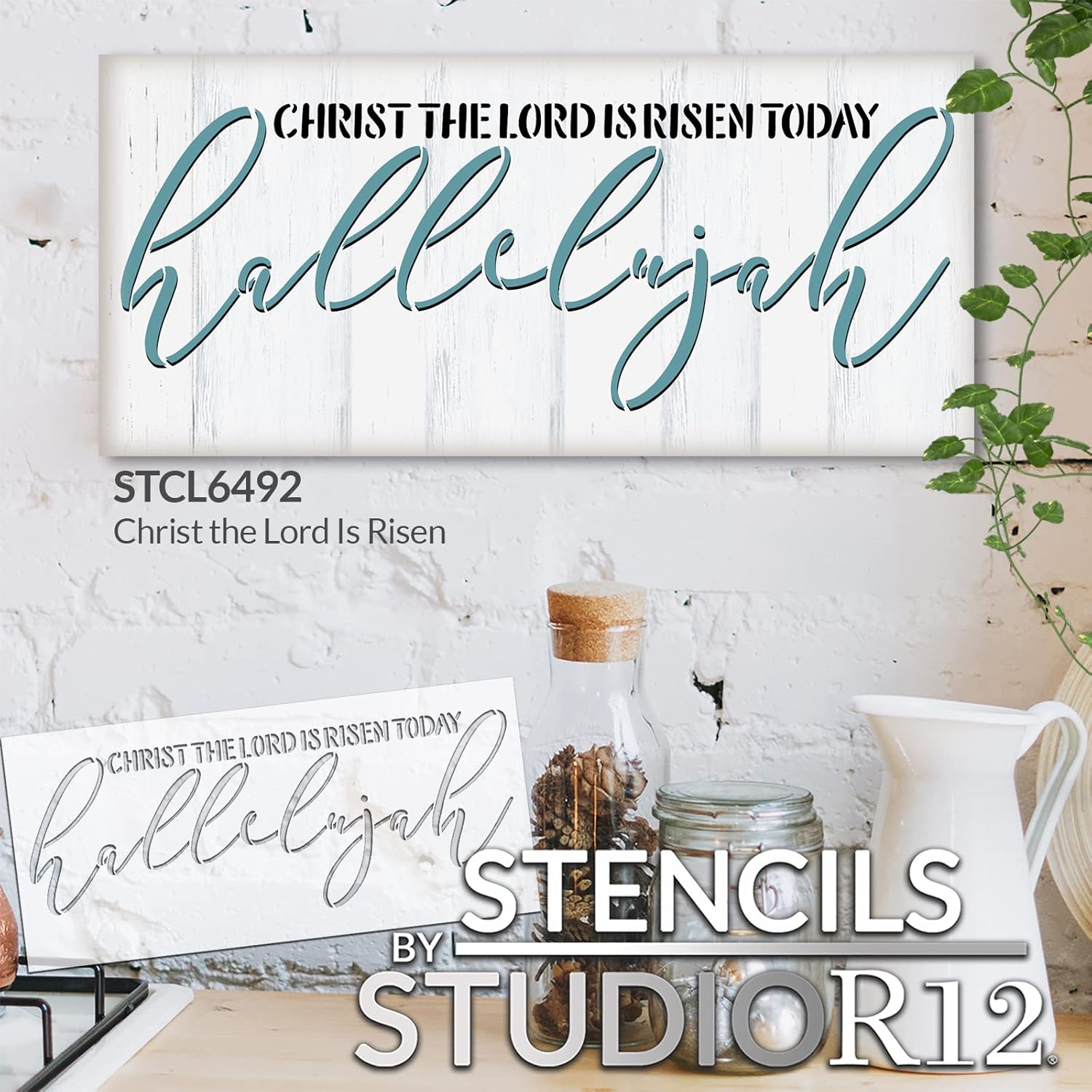 StudioR12 – Stencil de Cristo El Señor es Resucitado – Tamaño selecto – Hecho en Estados Unidos – Decoración para el hogar de fe religiosa  Pintura