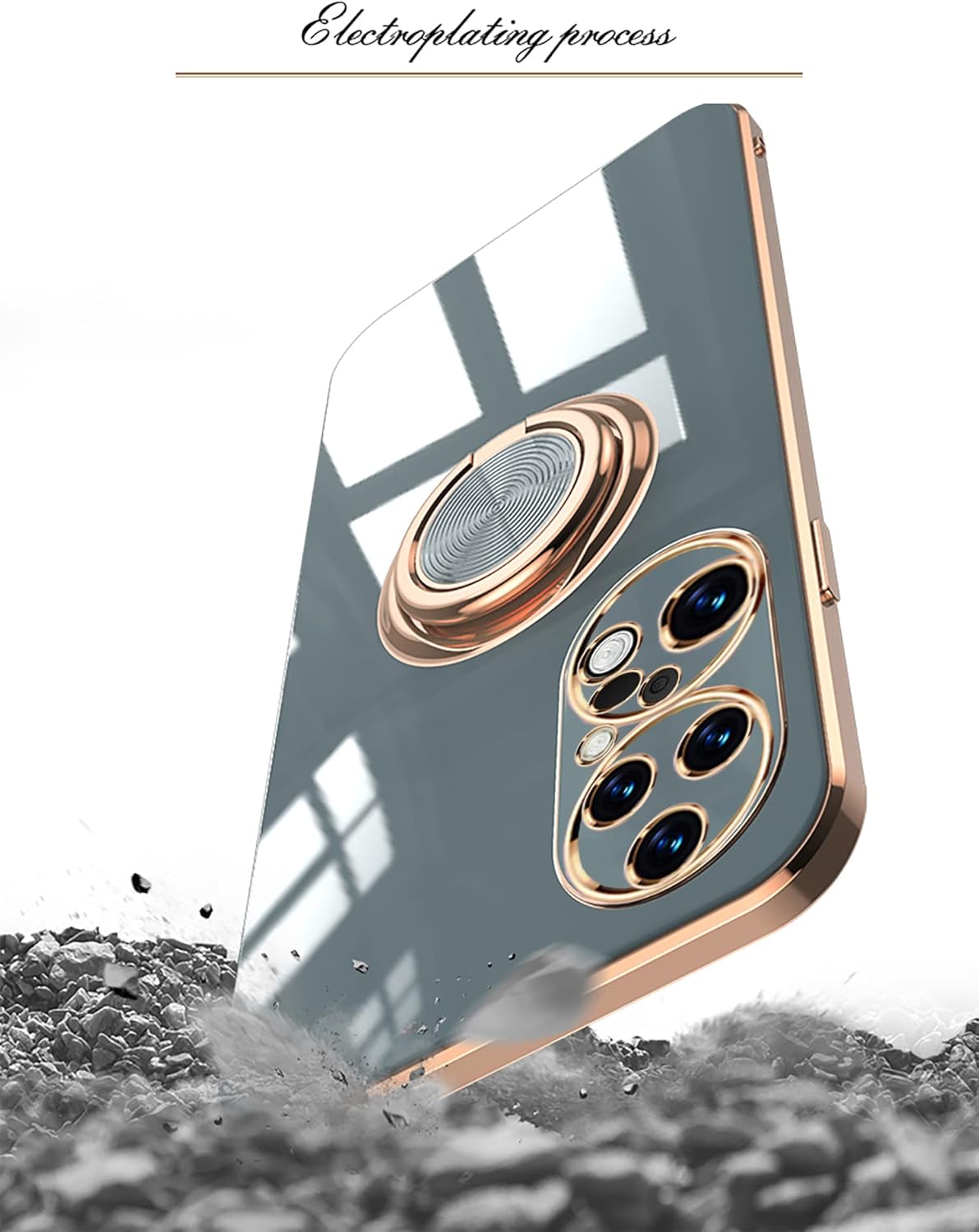 Funda para Huawei P50 Pro con soporte de 360 Tecnología de galvanoplastia Soporte magnético para coche, cubierta de protección delgada compatible