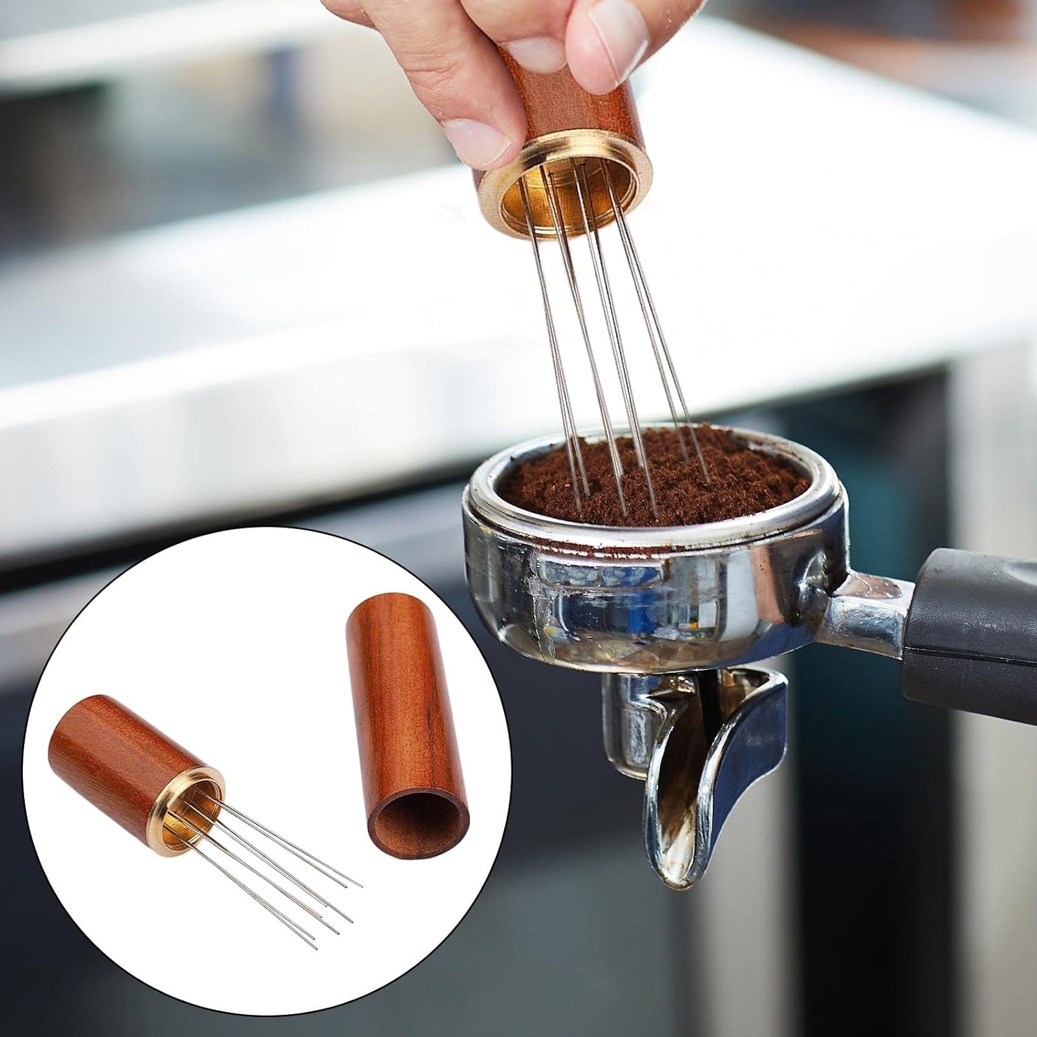 KLKCMS Distribuidor de manipulación de café, nivelador de distribuidor de café, agitador de café, agitador de café expreso, para té con leche,