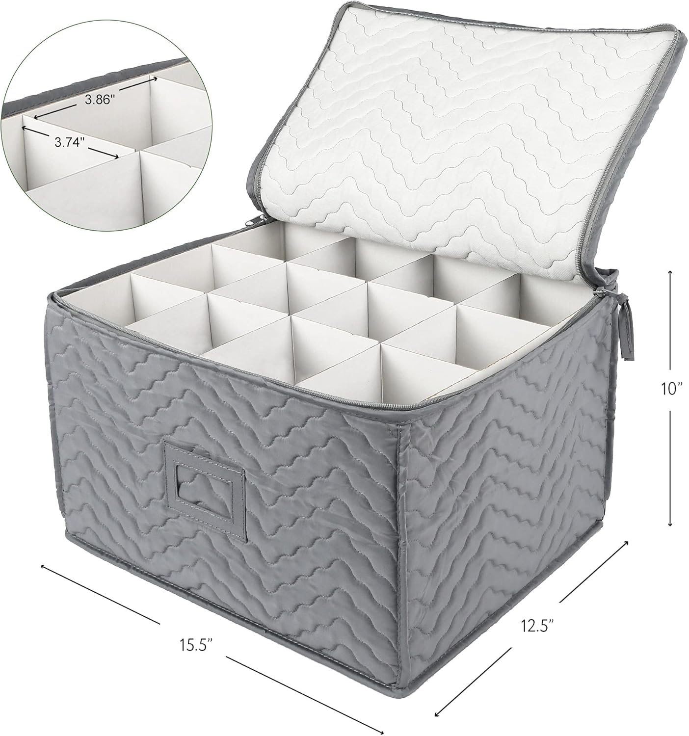 LotFancy Contenedores de almacenamiento para copas, paquete de 2, estuche de almacenamiento acolchado de lujo con divisores para 24 copas de vino,