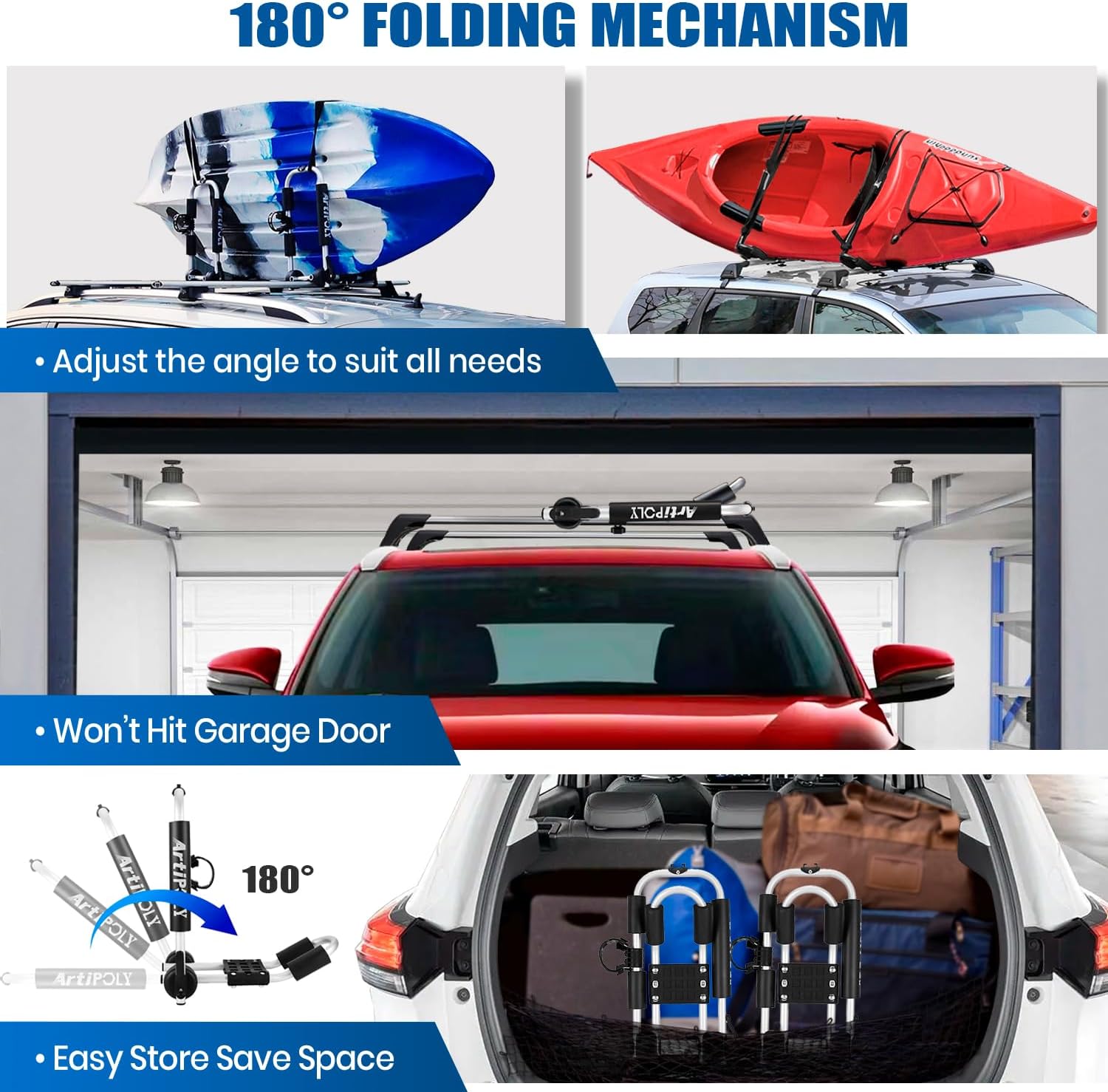 Portaequipajes de techo para kayak y canoa, barra en J con soporte de paleta multifunción 3 en 1 para fácil montaje de kayaksurfesquícanoaSUP en