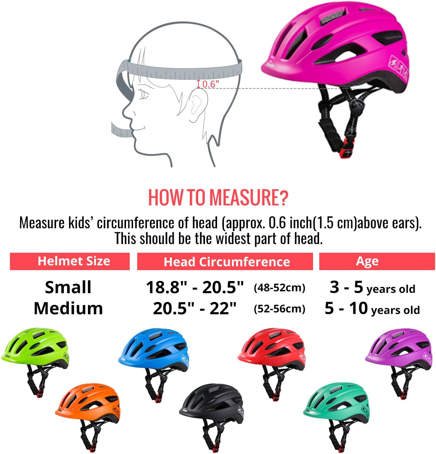 TurboSke Casco de bicicleta para niños, casco ajustable de tamaño monopatín