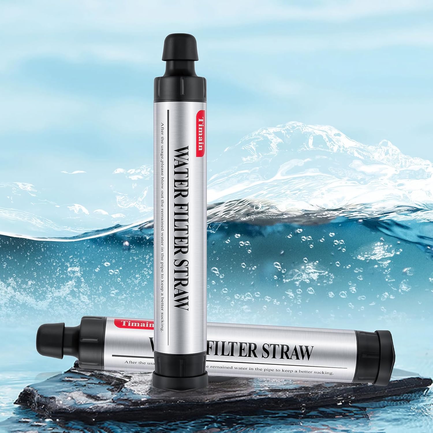 Filtración de 4 etapas, filtro de agua de alto caudal, purificador de agua de supervivencia para kits de emergencia, viajes, camping, senderismo,