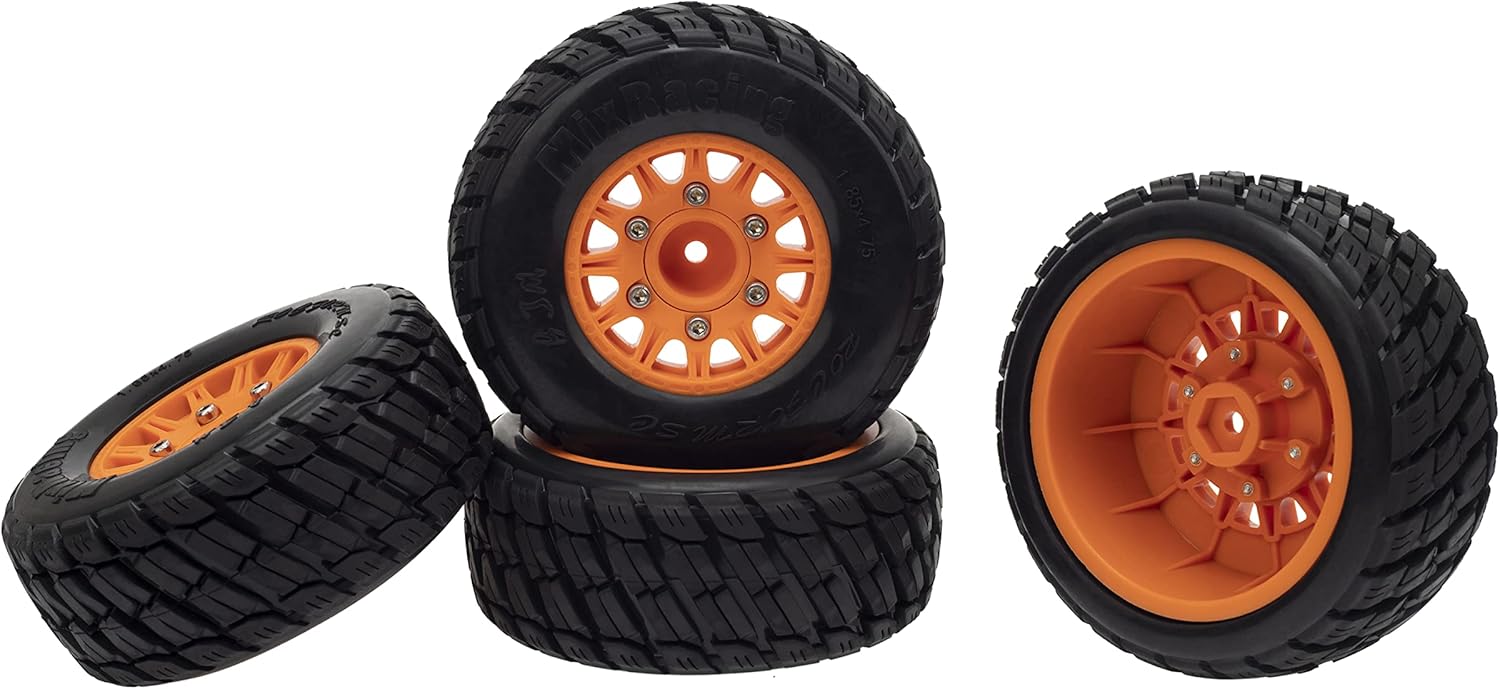DKKY 110 Short Course Truck Tires Buggy Neumáticos de goma 12MM 14MM 17MM Acoplador para Slash Arrma Redcat (naranja)
