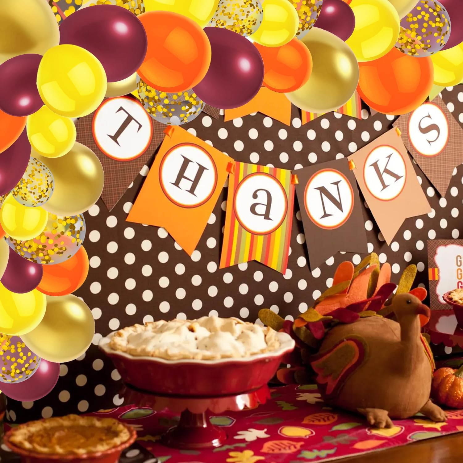 50 globos de otoño de 12 pulgadas, decoraciones de fiesta de cumpleaños de otoño, globos de confeti de color burdeos, naranja, amarillo, dorado,