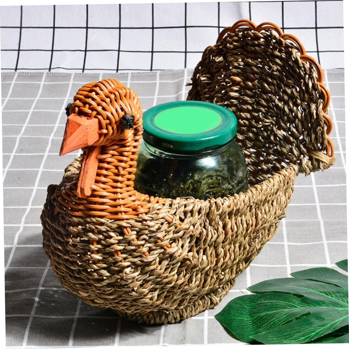 STOBAZA 2 cestas de paja para pavo, cesta circular para aperitivos, bandeja tejida a mano, cesta de verduras, cesta de tocador, cestas para
