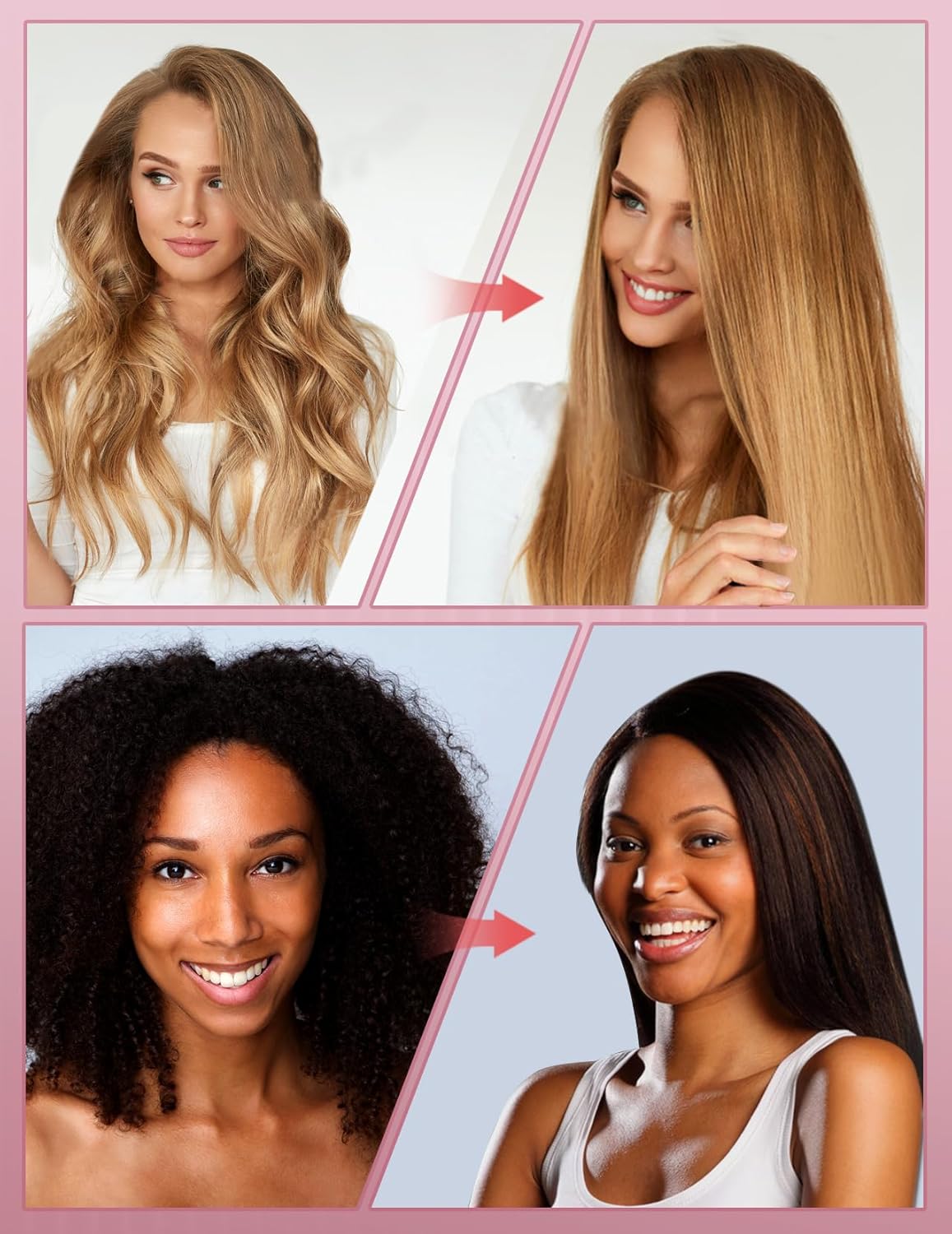 Cepillo alisador de cabello con calefacción FOCALA – Cepillo alisador de pelo iónico negativo de cerámica para alisar el cabello de las mujeres,