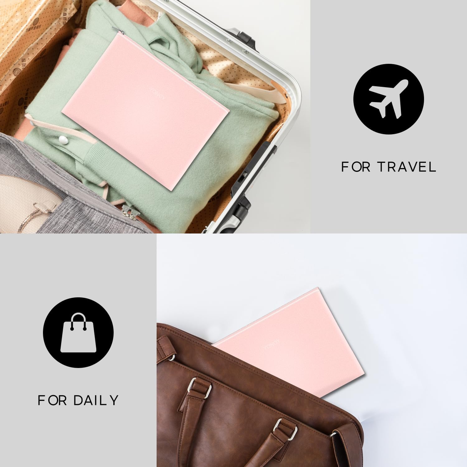 Bolsa de maquillaje grande, Rosado, Estilo E