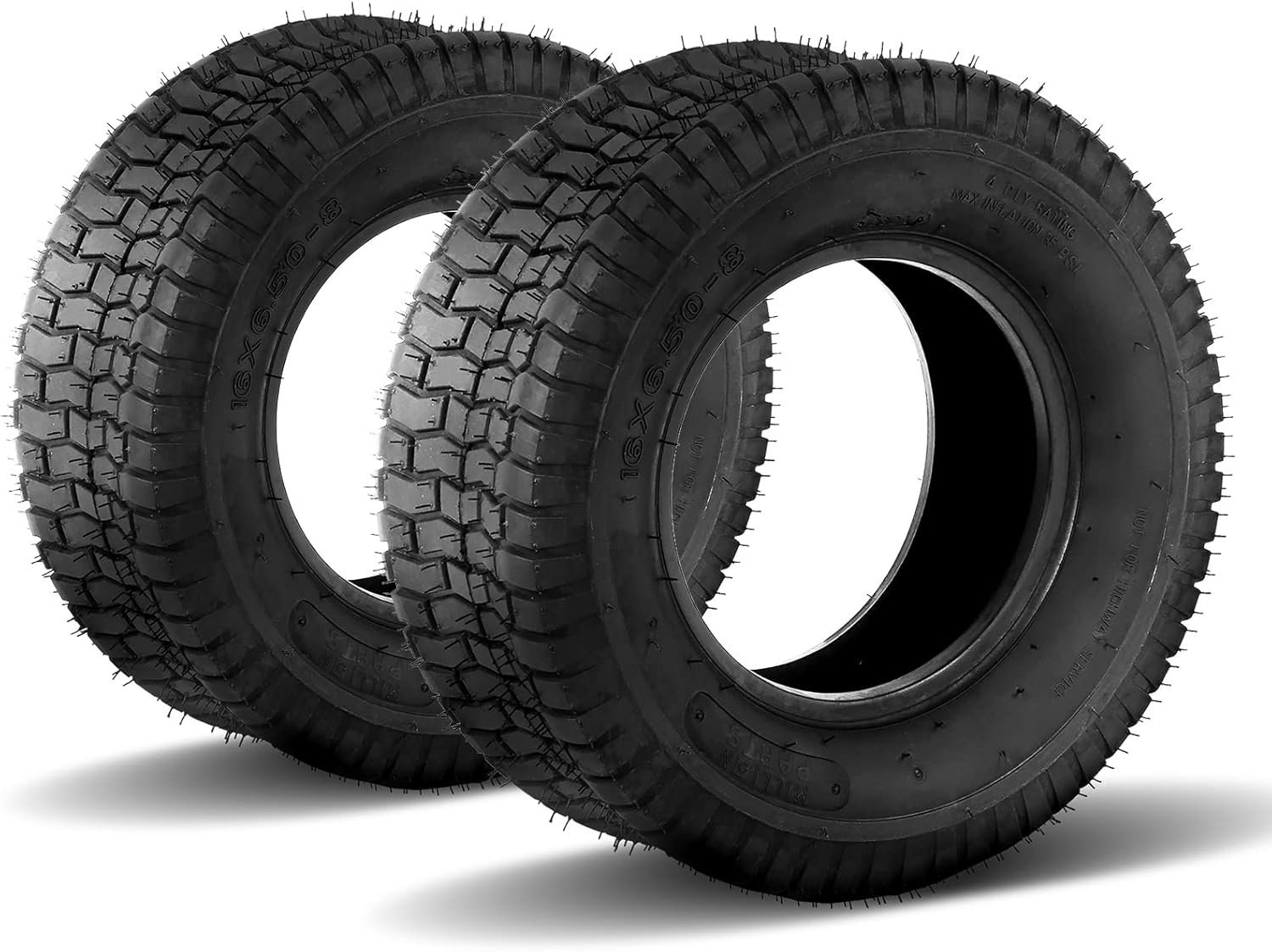 AutoForever Paquete de 2 neumáticos de césped de 16 x 6.50-8 de 4 capas, sin cámara, compatibles con tractor de jardín de 16 x 6.5 x 8 pulgadas