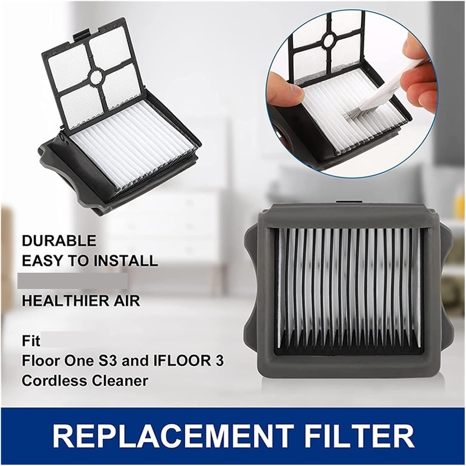 Kit de filtros HEPA de cepillo de rodillo suave, piezas de repuesto. Compatible con TINECO IFloor 3 Floor One S3 Wireless Wet Dry Floor Lavadora de