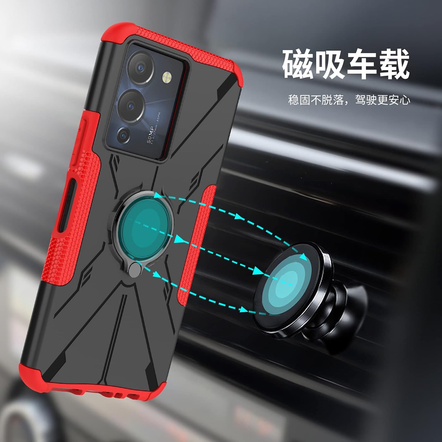 Kukoufey Funda para Infinix Note 12 Turbo, funda giratoria de 360 con función atril de doble capa a prueba de golpes para Infinix Note 12 G96  Note