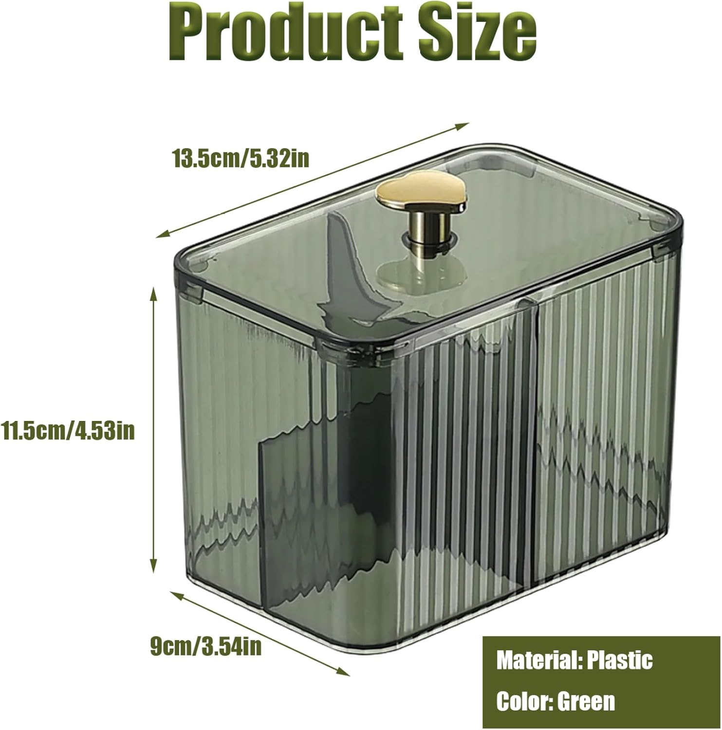 Naisicore Dispensador de hisopos de algodón, organizador de cosméticos transparente de 3 rejillas con tapa, soporte para hisopos de algodón, caja de