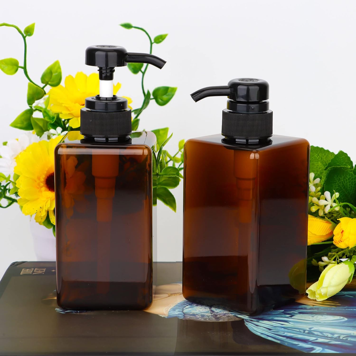 Dulinkas – Dispensador de botellas de plástico recargable de 15.2 fl oz15.2 onzas, dispensador de loción vacía, contenedor de líquido para aceite