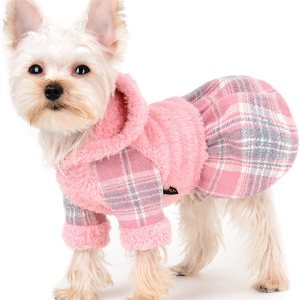 Yikeyo Vestido para perro de Año Nuevo, vestido de suéter para perros pequeños, ropa cálida para perros pequeños, suéter de forro polar rosa Yikeyo Vestido para perro de Año Nuevo, vestido de suéter para perros pequeños, ropa cálida para perros pequeños, suéter de forro polar rosa